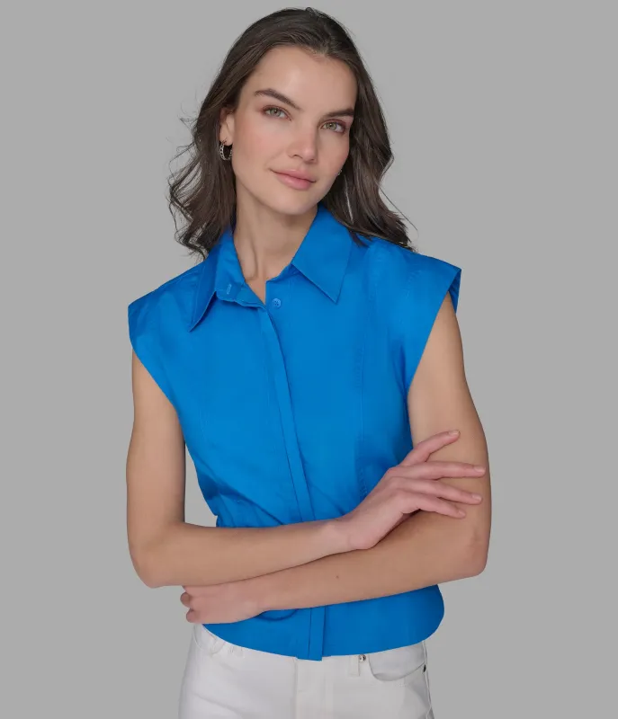 SLEEVELESS POPLIN SHIRT sold by Karl Lagerfeld Paris