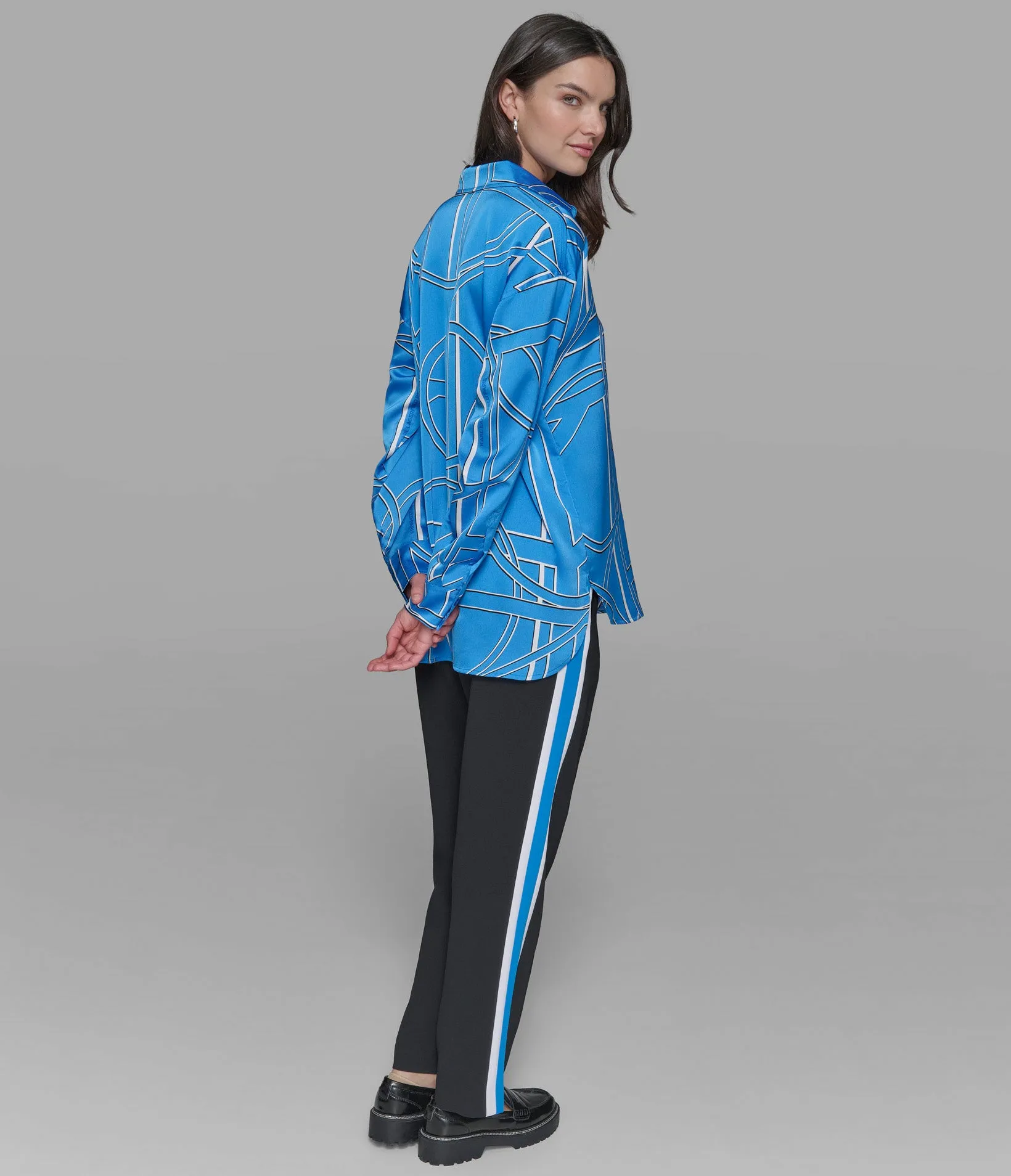 SILKY BUTTON DOWN BLOUSE sold by Karl Lagerfeld Paris product image thumbnail 2