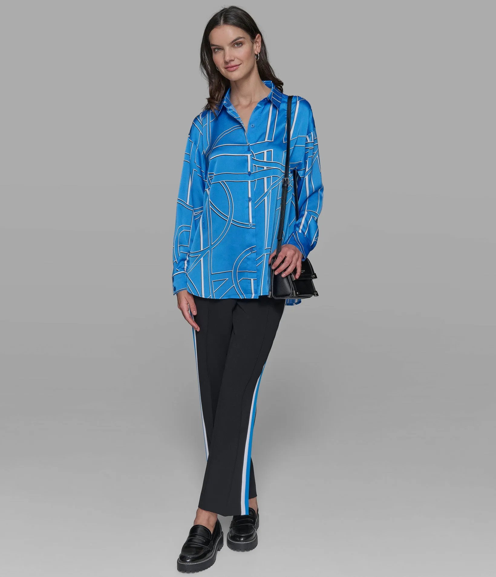 SILKY BUTTON DOWN BLOUSE sold by Karl Lagerfeld Paris product image thumbnail 5