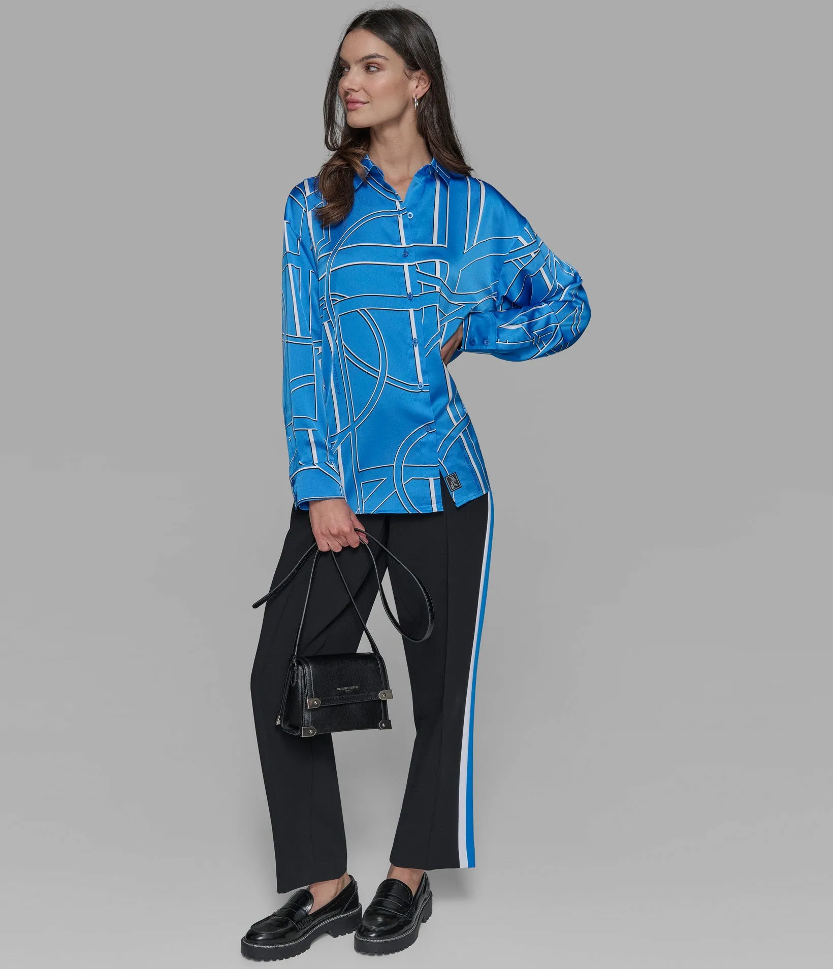 SILKY BUTTON DOWN BLOUSE sold by Karl Lagerfeld Paris product image thumbnail 4