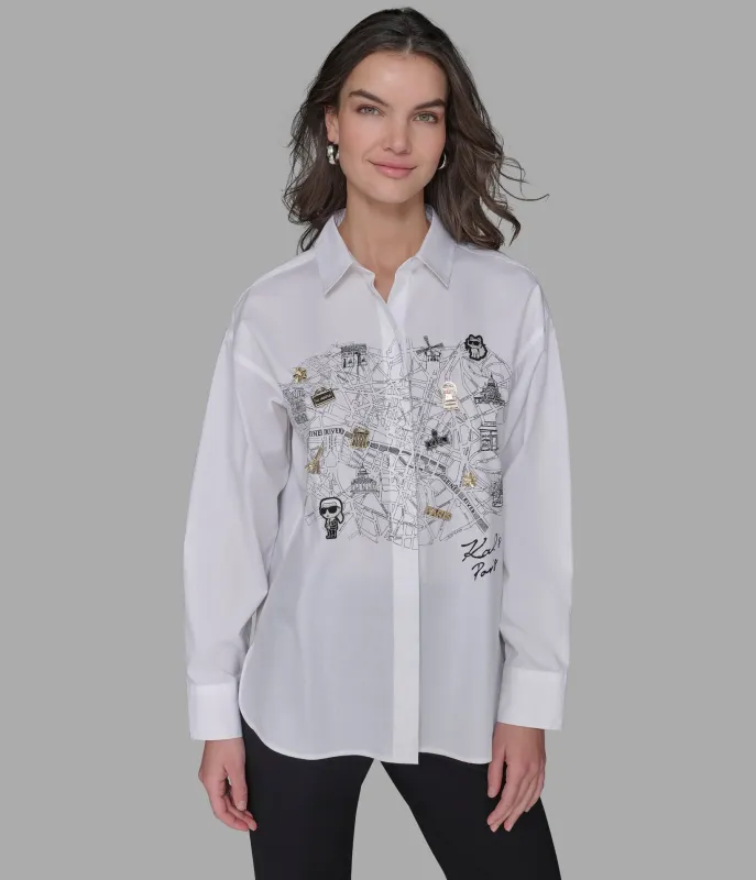 WHIMSY WHITE POPLIN SHIRT sold by Karl Lagerfeld Paris