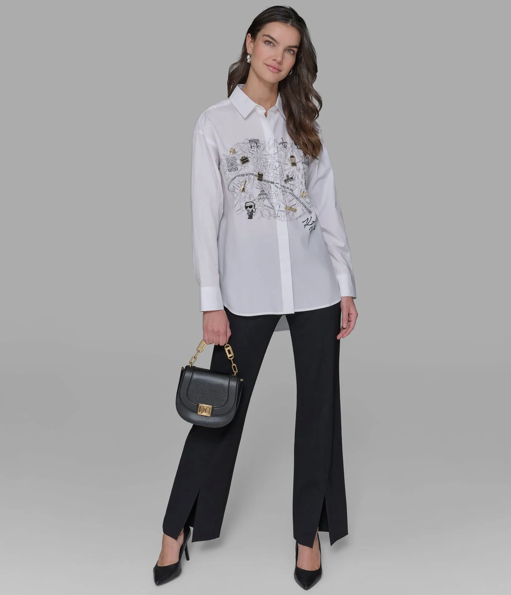 WHIMSY WHITE POPLIN SHIRT sold by Karl Lagerfeld Paris product image thumbnail 5