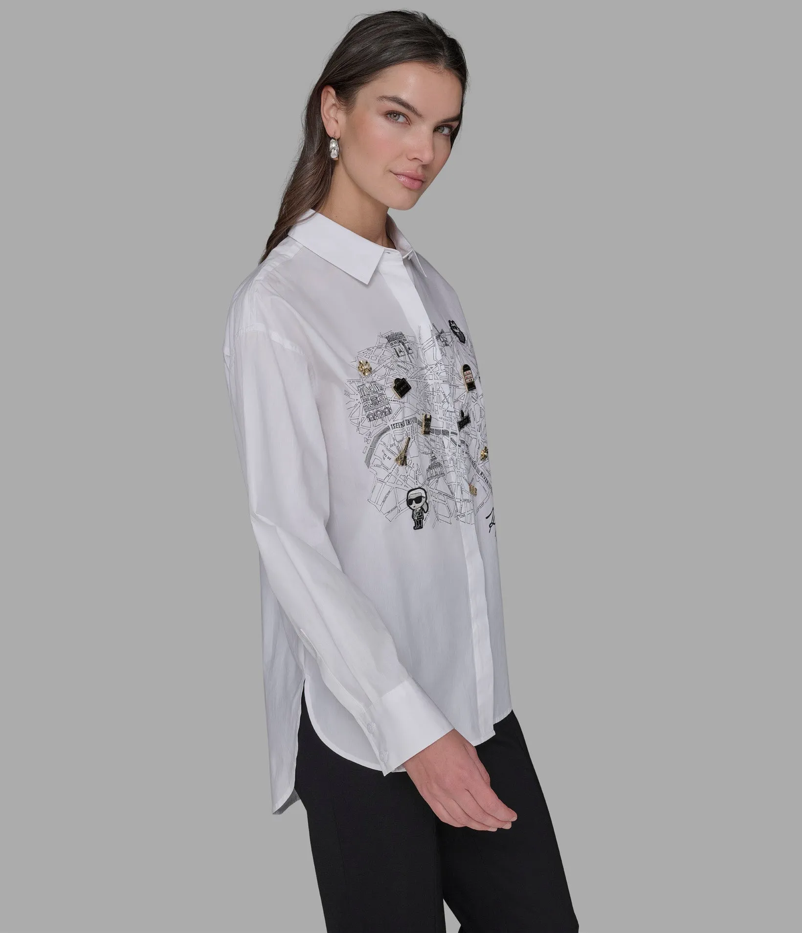 WHIMSY WHITE POPLIN SHIRT sold by Karl Lagerfeld Paris product image thumbnail 3