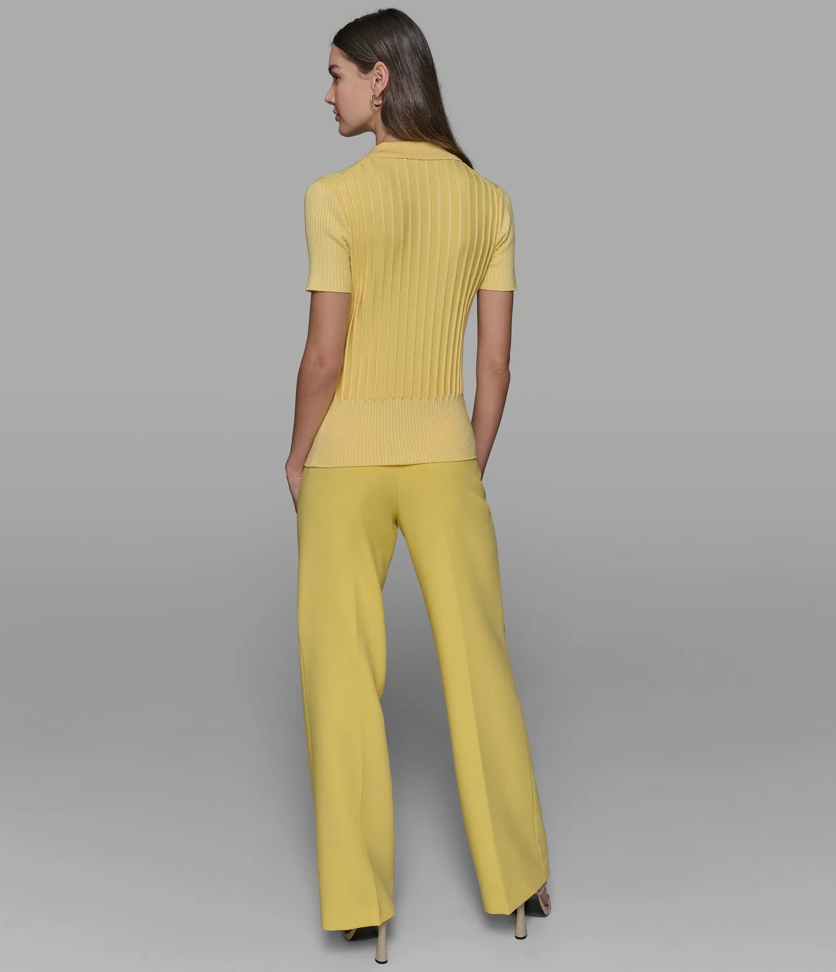 SHORT SLEEVE RIBBED POLO SWEATER sold by Karl Lagerfeld Paris product image thumbnail 2