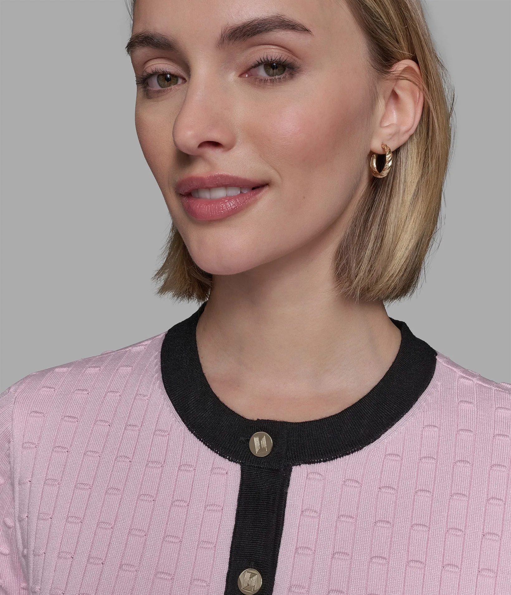 SHORT SLEEVE CONTRAST TRIM CARDIGAN sold by Karl Lagerfeld Paris product image thumbnail 4