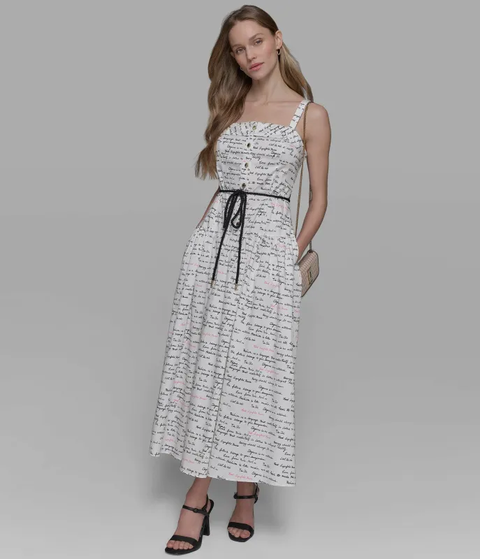 SIGNATURE PRINT MAXI DRESS WITH BELT sold by Karl Lagerfeld Paris