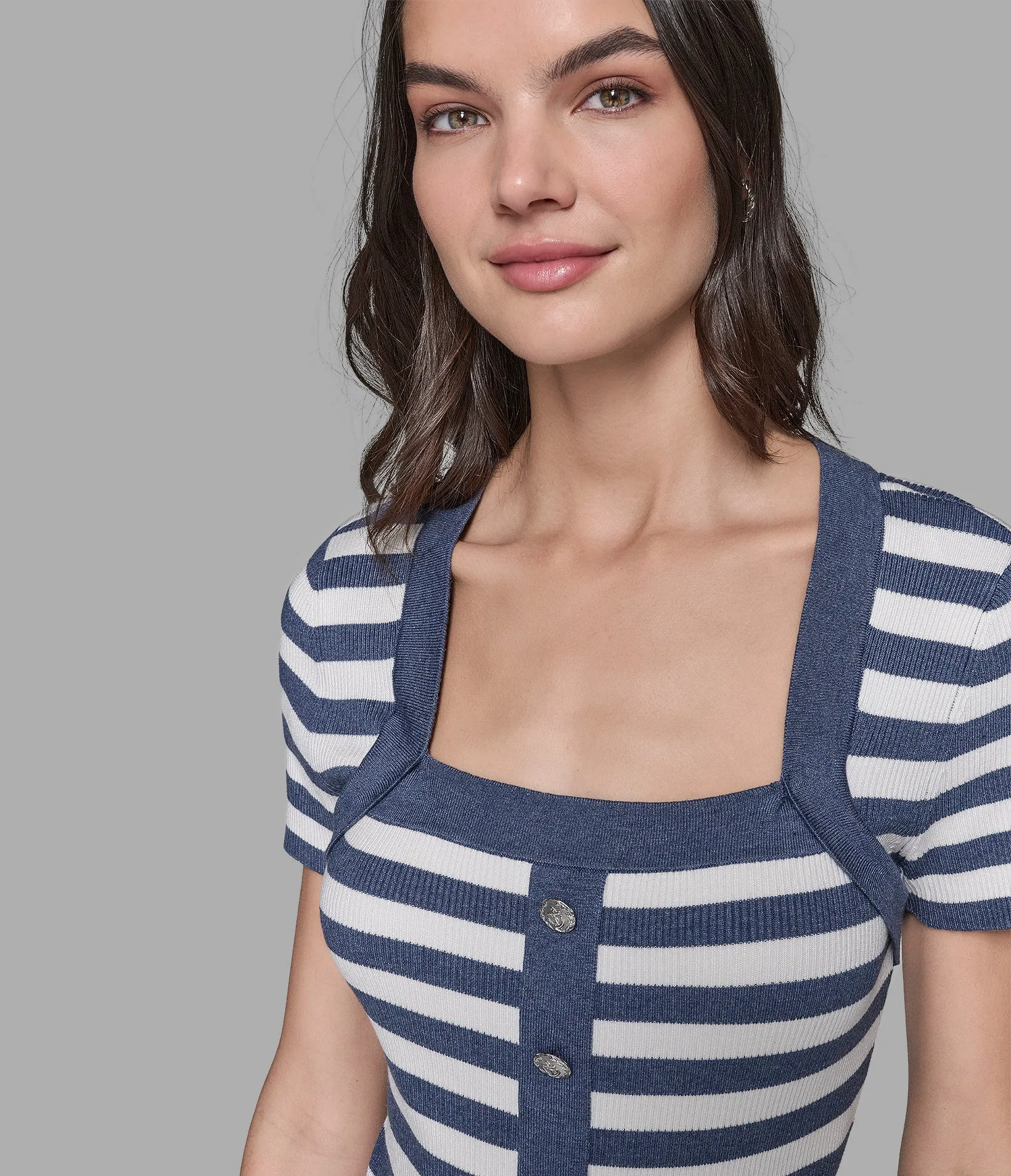 SHORT SLEEVE STRIPED SWEATER DRESS sold by Karl Lagerfeld Paris product image thumbnail 5