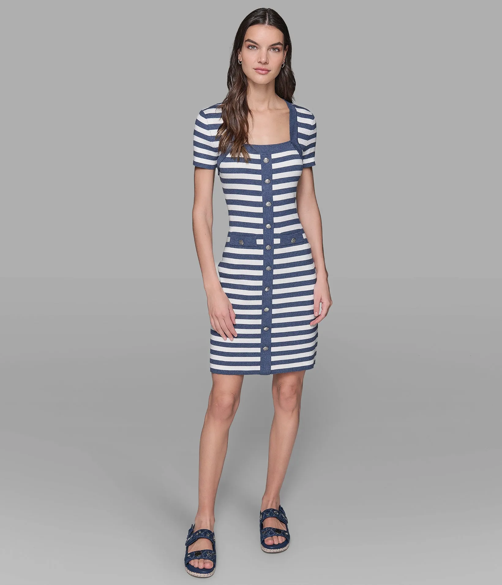 SHORT SLEEVE STRIPED SWEATER DRESS sold by Karl Lagerfeld Paris