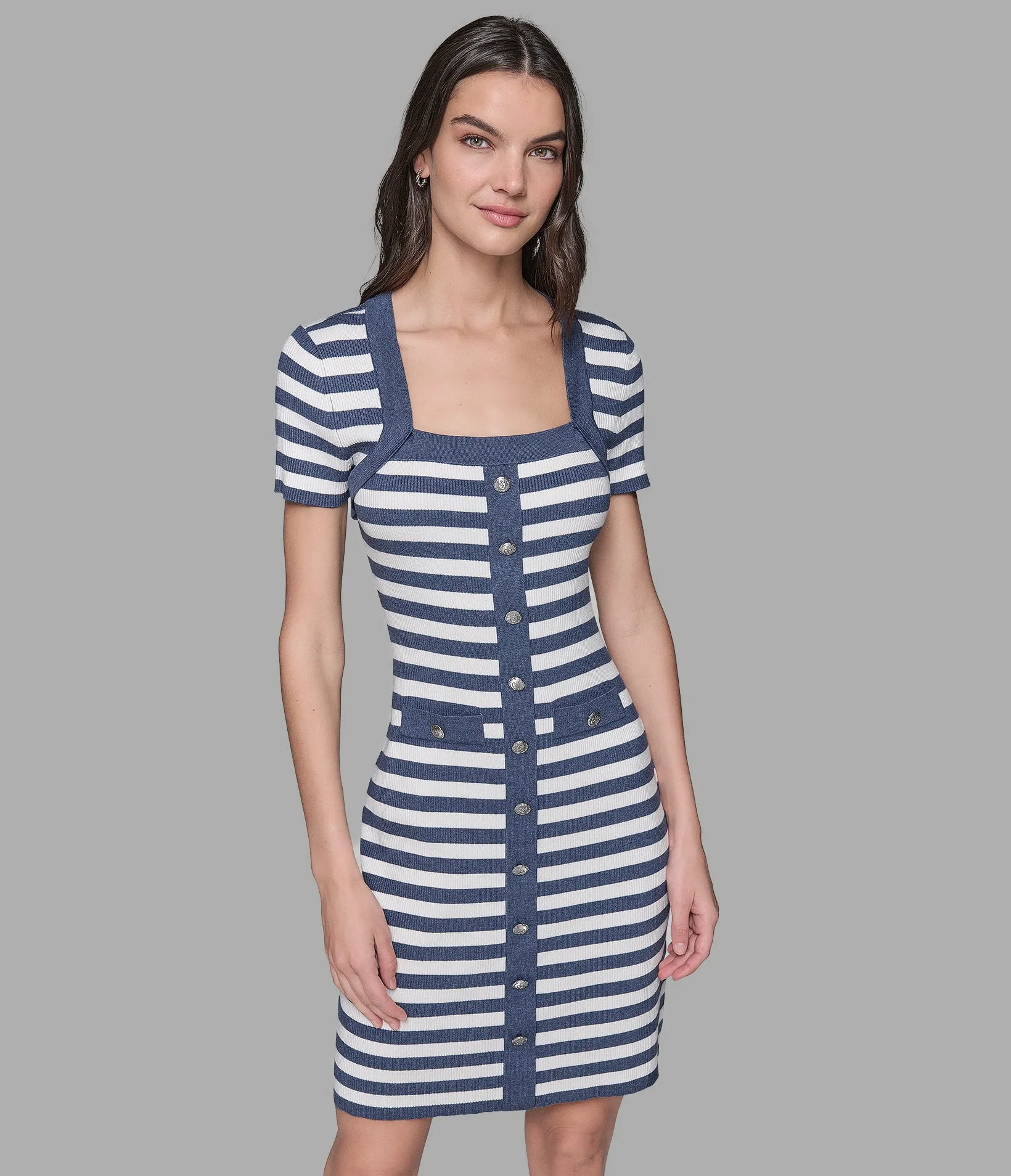 SHORT SLEEVE STRIPED SWEATER DRESS sold by Karl Lagerfeld Paris product image thumbnail 4
