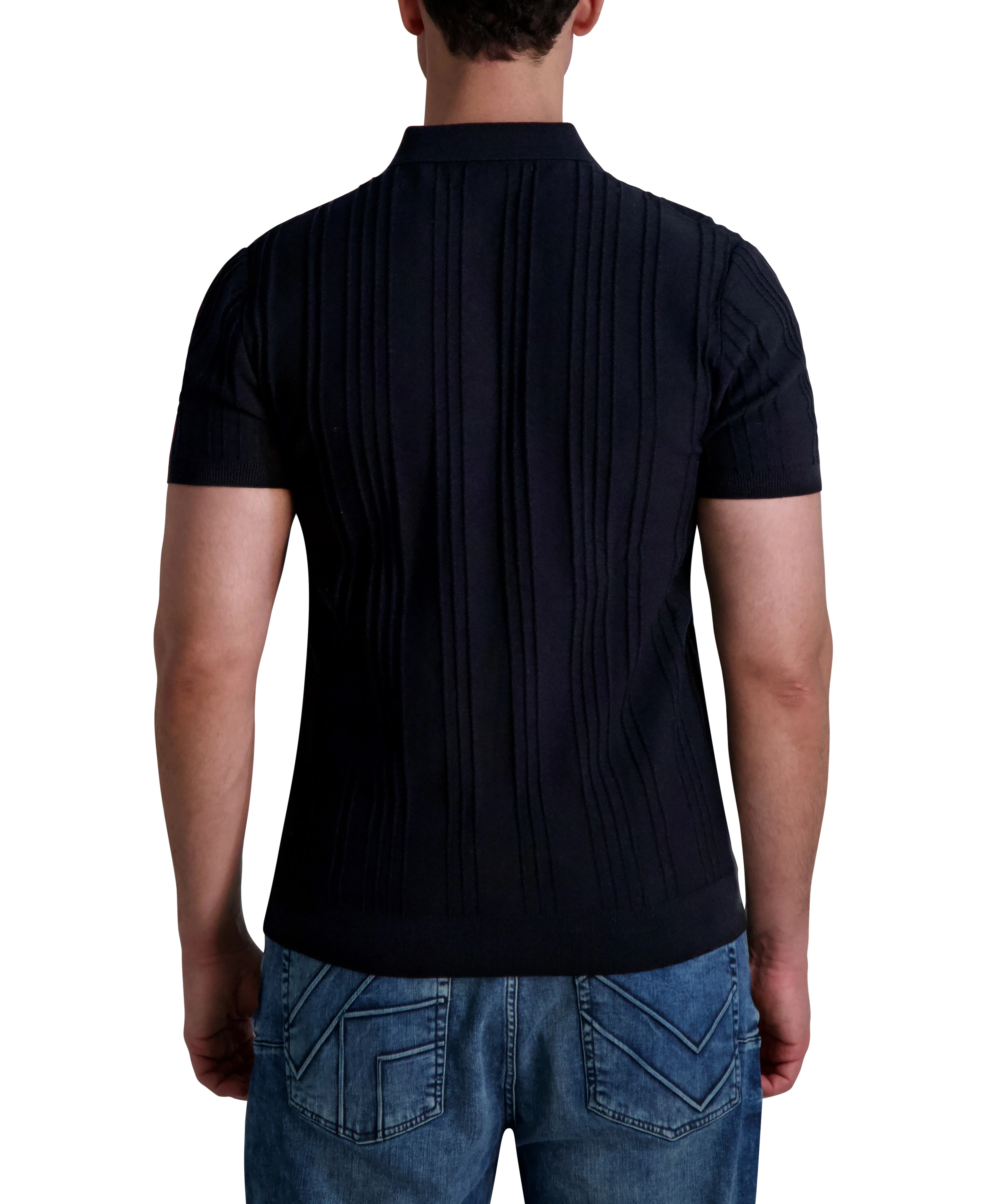 SHORT SLEEVE RIBBED HALF ZIP POLO sold by Karl Lagerfeld Paris product image thumbnail 2
