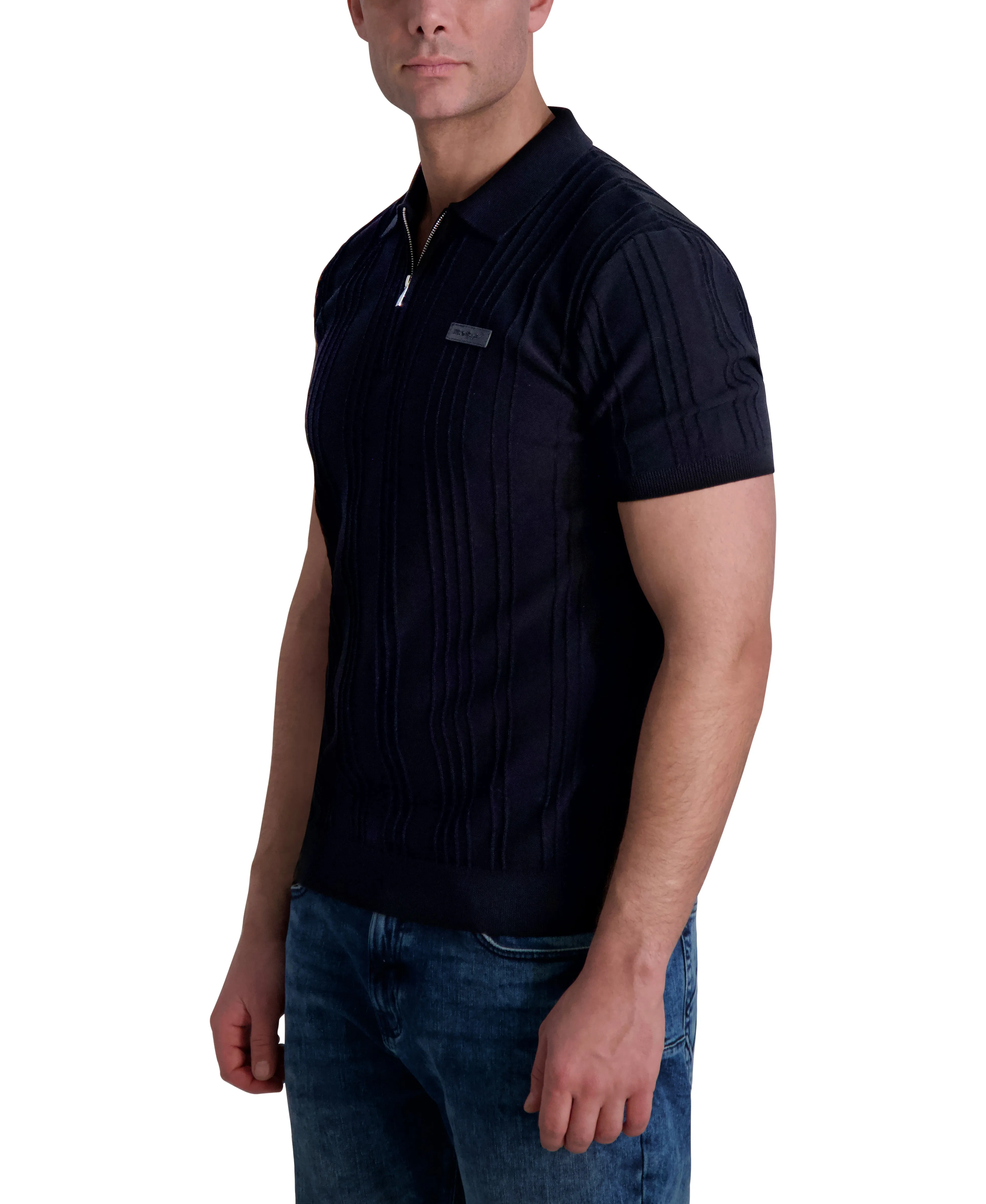 SHORT SLEEVE RIBBED HALF ZIP POLO sold by Karl Lagerfeld Paris product image thumbnail 3