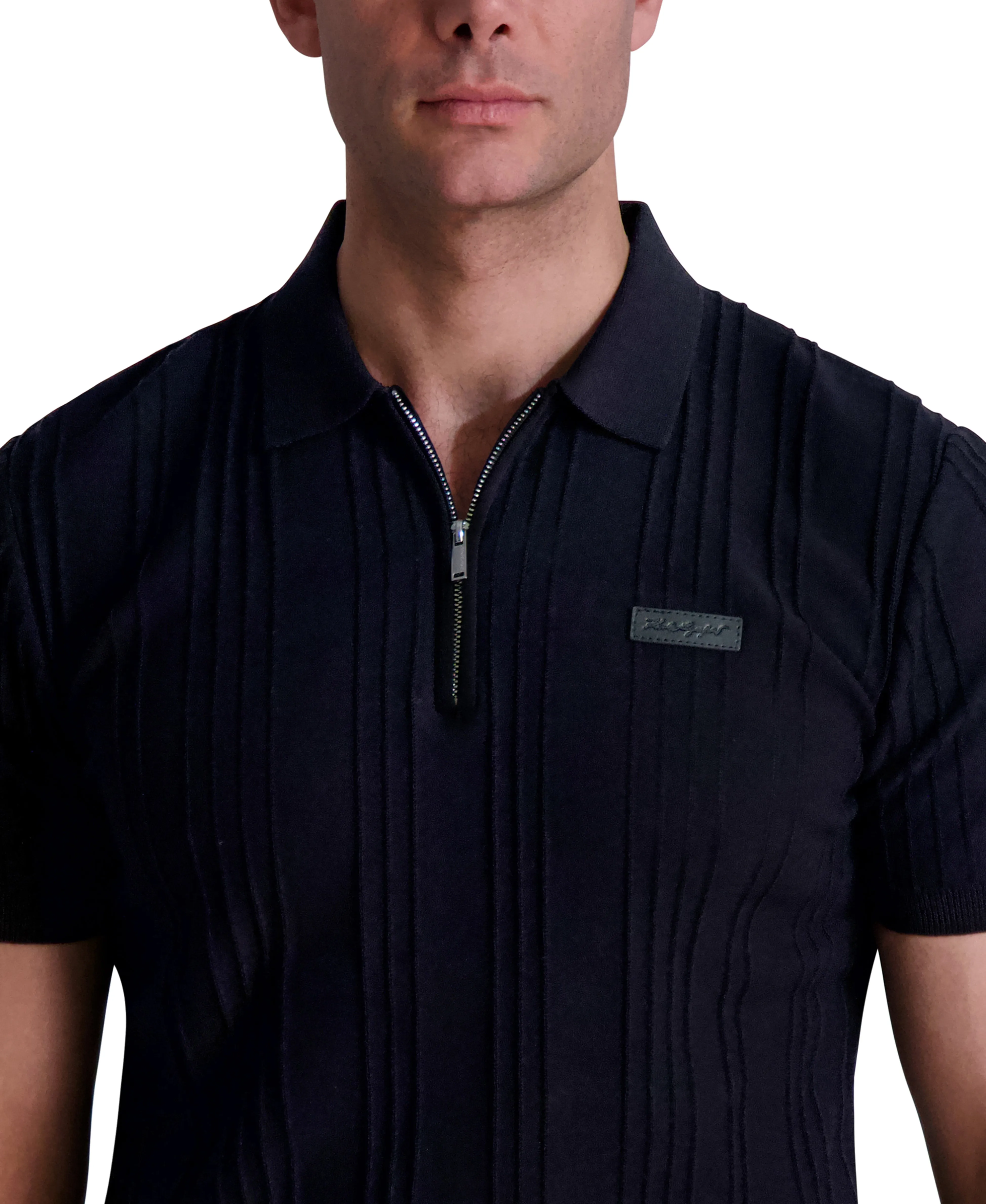 SHORT SLEEVE RIBBED HALF ZIP POLO sold by Karl Lagerfeld Paris product image thumbnail 5