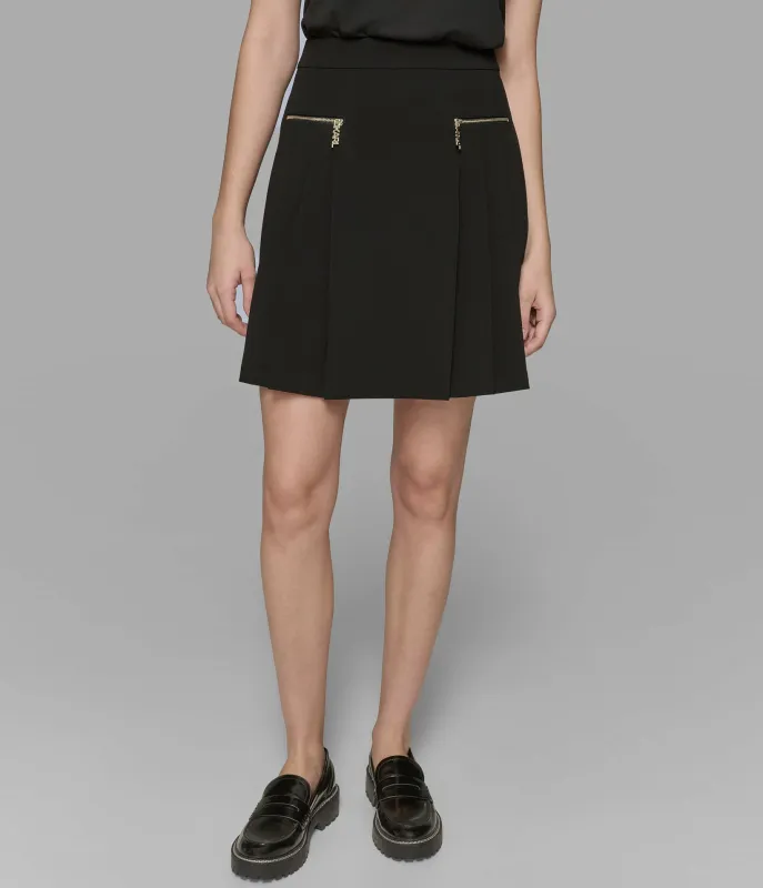 PLEATED MINI SKIRT WITH ZIP DETAIL sold by Karl Lagerfeld Paris
