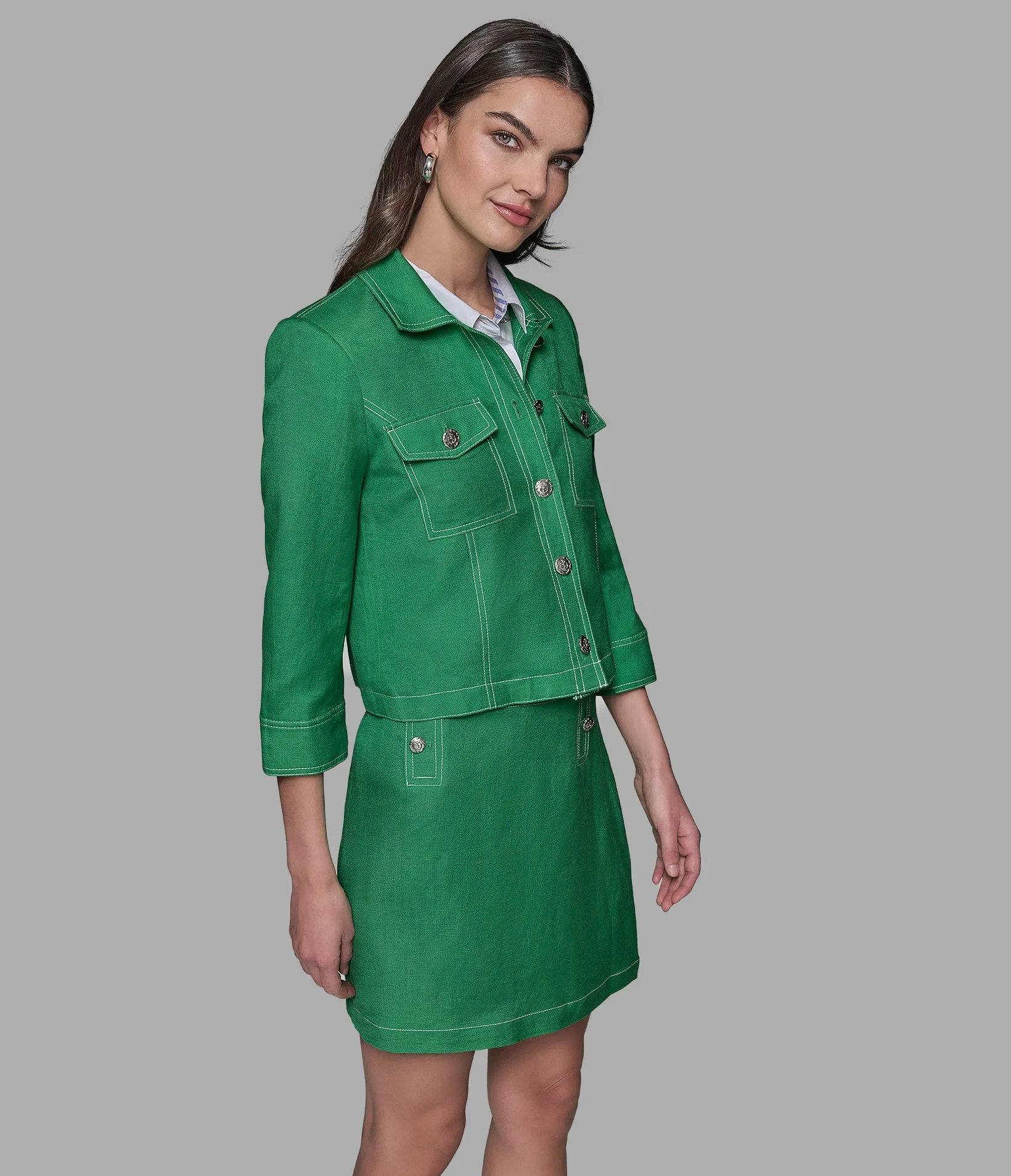 LINEN BLEND JACKET sold by Karl Lagerfeld Paris product image thumbnail 4