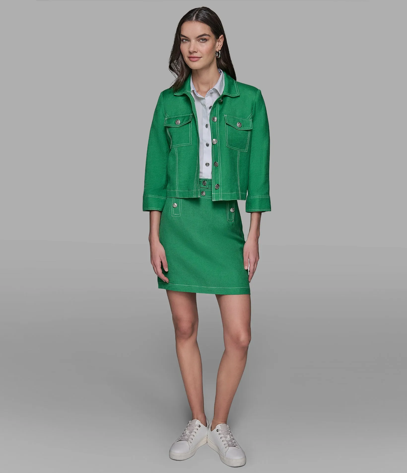 LINEN BLEND JACKET sold by Karl Lagerfeld Paris product image thumbnail 3