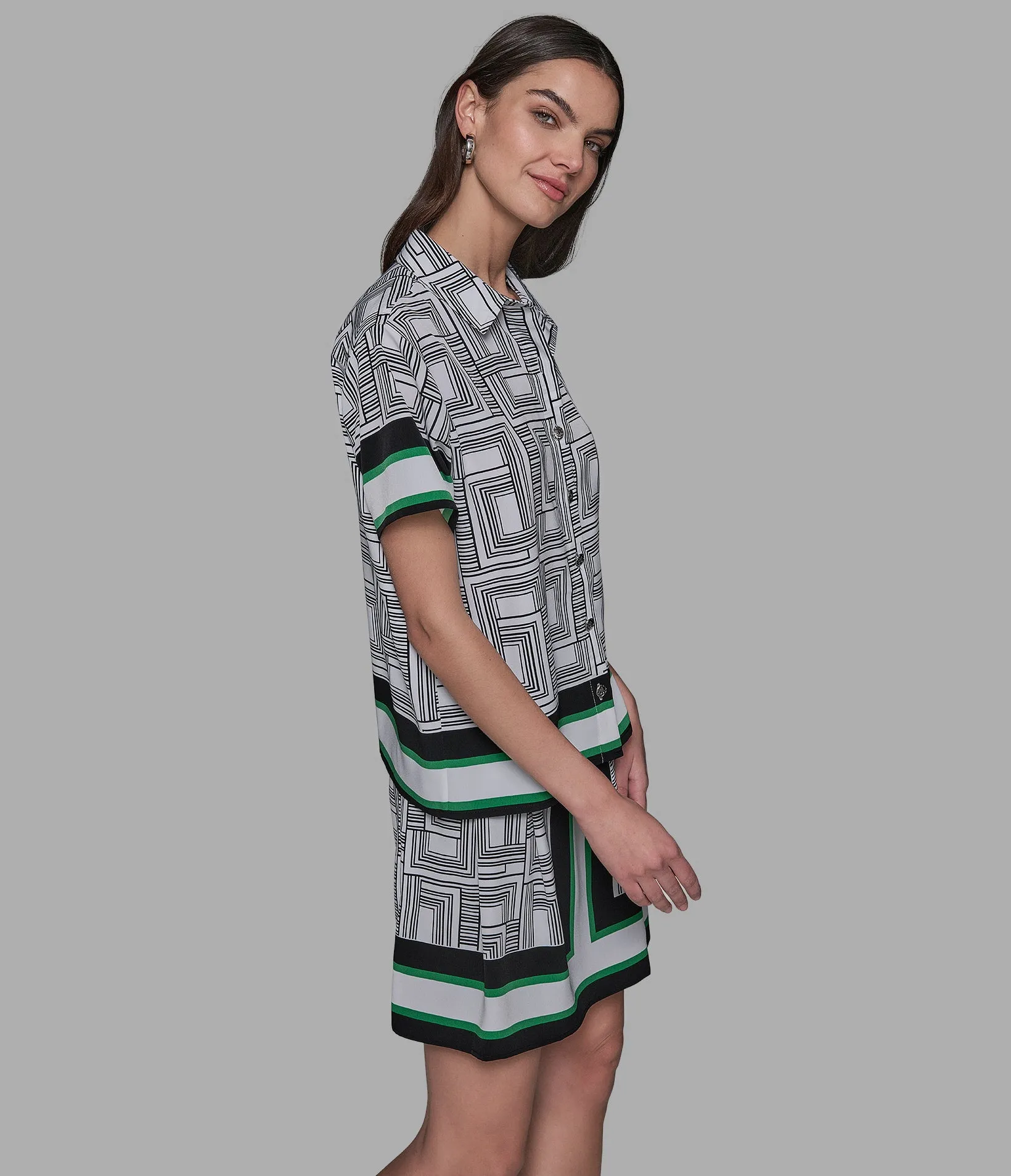 SHORT SLEEVE DOUBLE L CAMP BLOUSE sold by Karl Lagerfeld Paris product image thumbnail 4