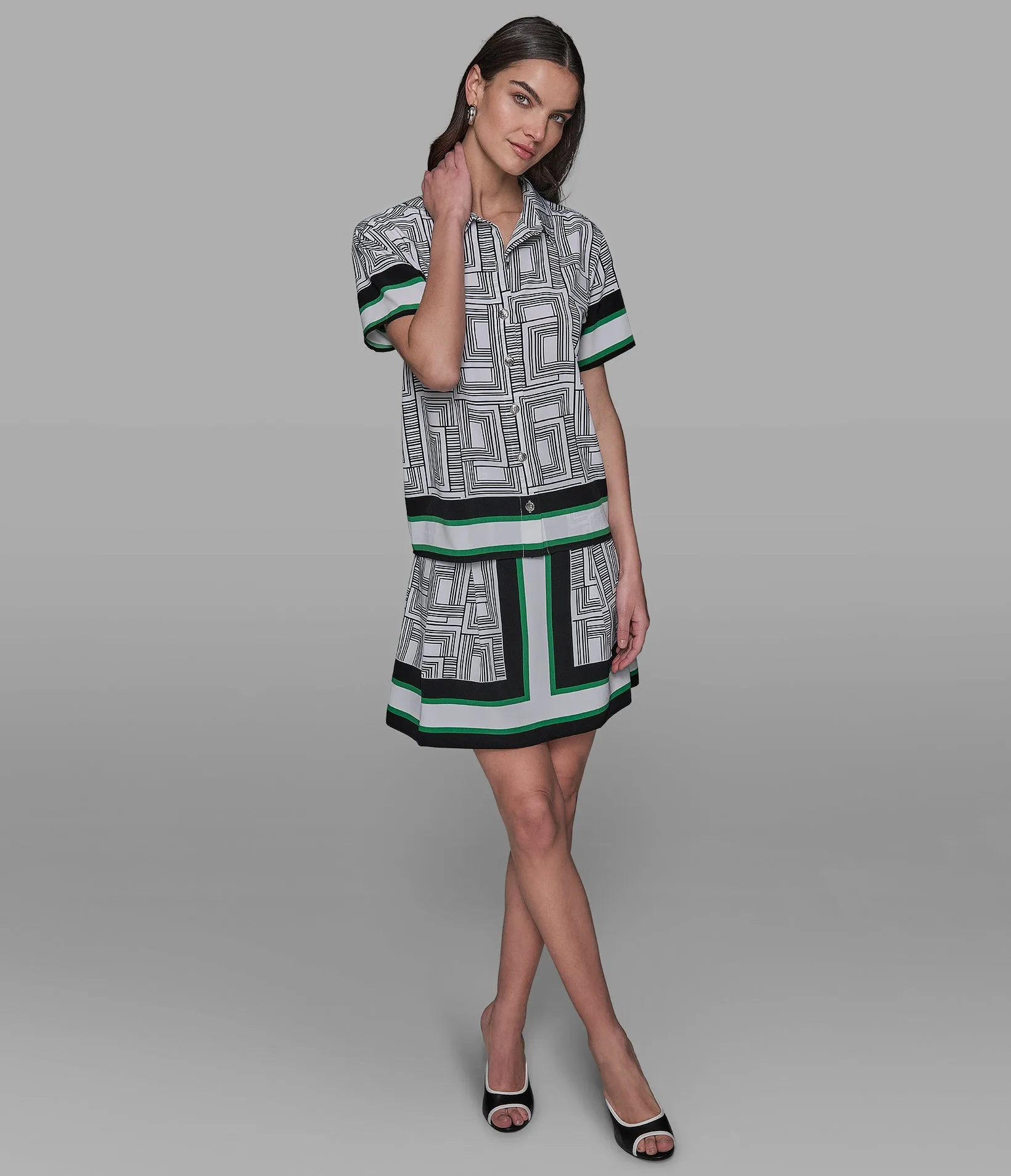 SHORT SLEEVE DOUBLE L CAMP BLOUSE sold by Karl Lagerfeld Paris product image thumbnail 3