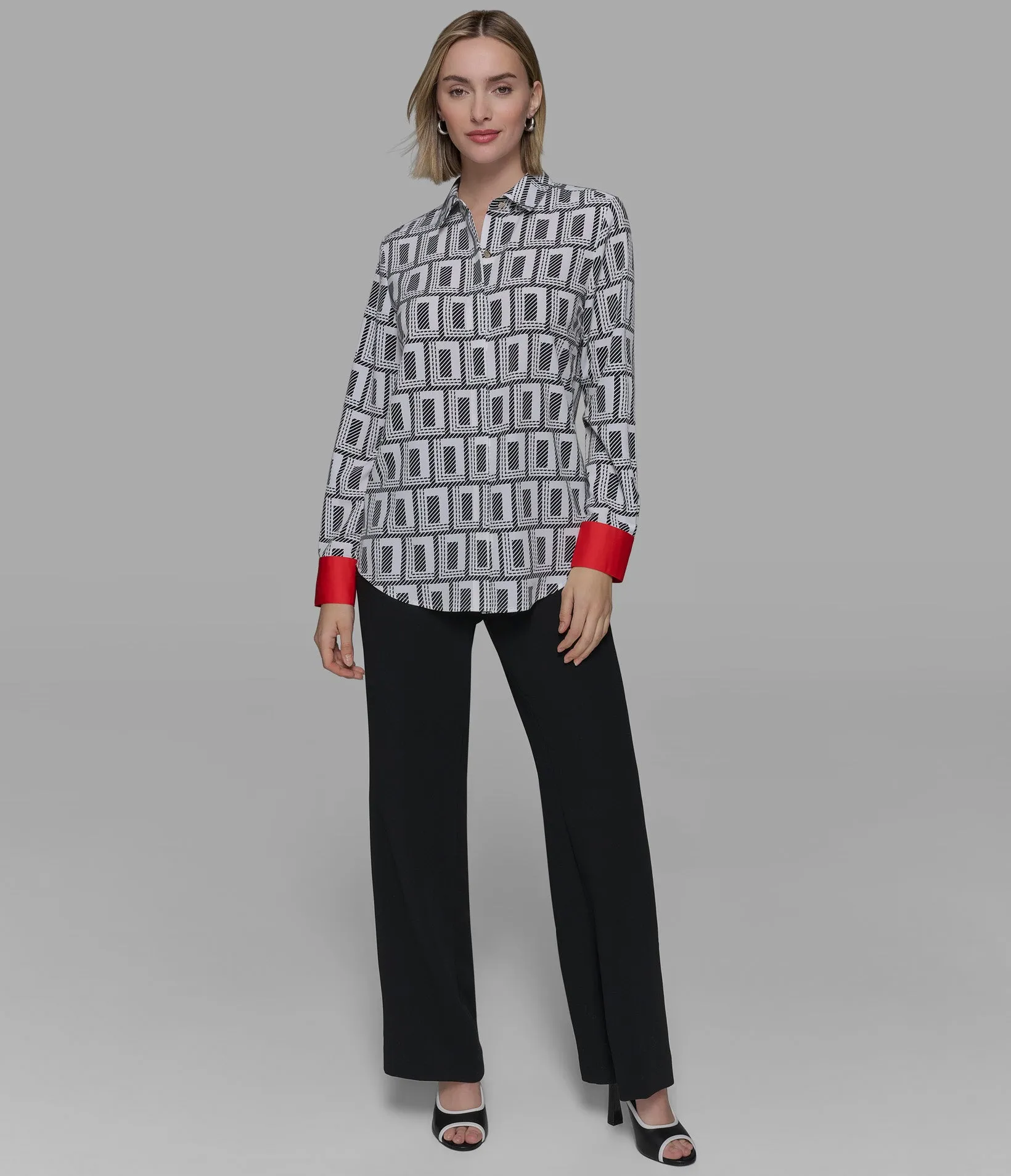 DOUBLE L BLOUSE WITH CONTRAST CUFF sold by Karl Lagerfeld Paris product image thumbnail 3