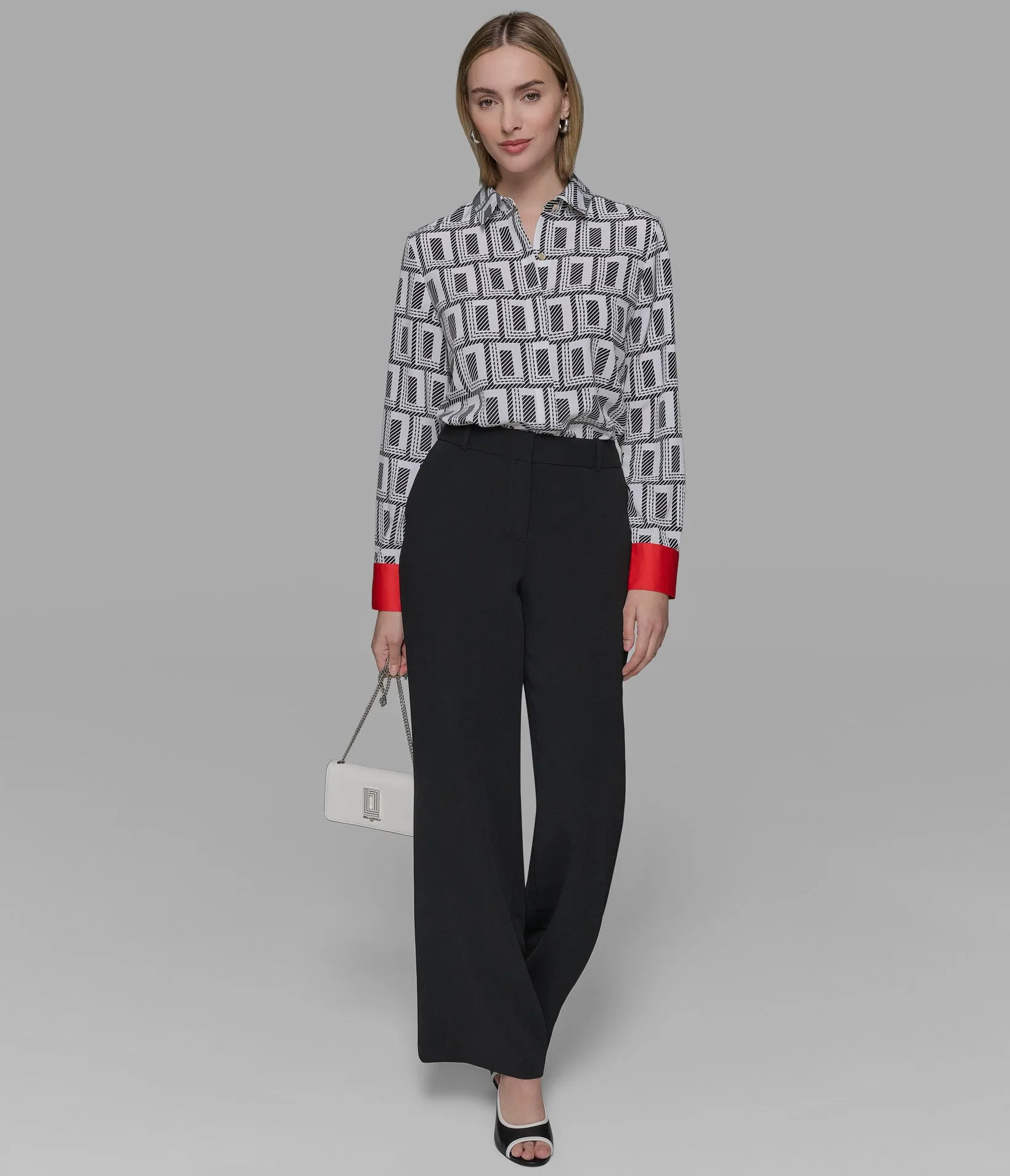 DOUBLE L BLOUSE WITH CONTRAST CUFF sold by Karl Lagerfeld Paris product image thumbnail 5