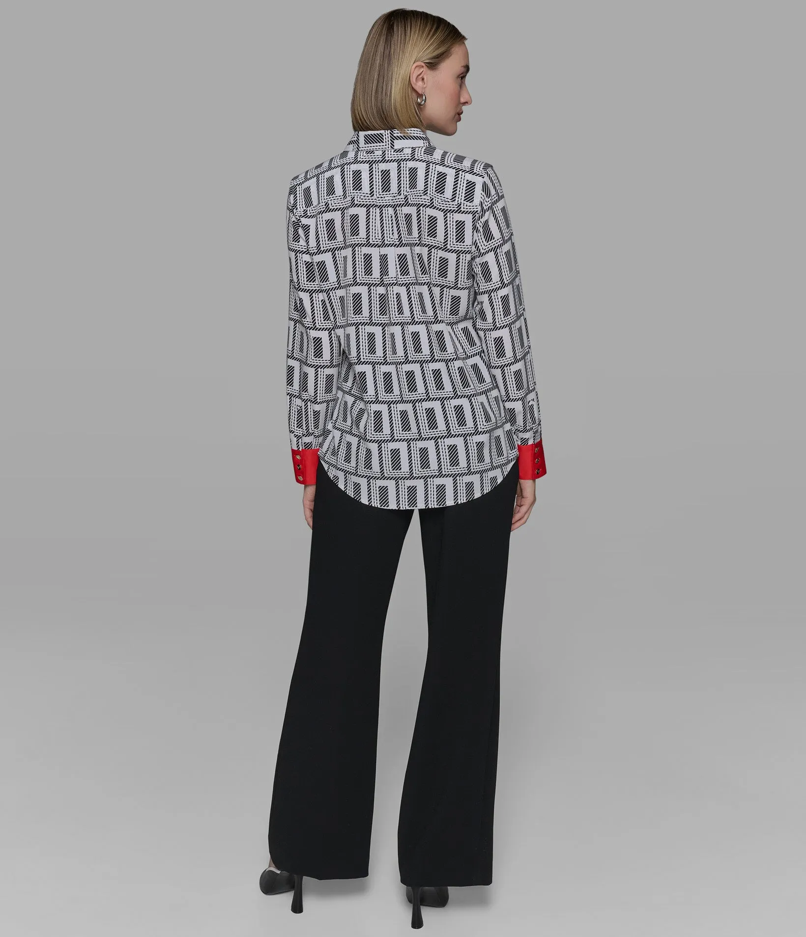 DOUBLE L BLOUSE WITH CONTRAST CUFF sold by Karl Lagerfeld Paris product image thumbnail 2