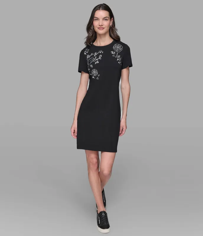 FLORAL SPARKLE T-SHIRT DRESS sold by Karl Lagerfeld Paris