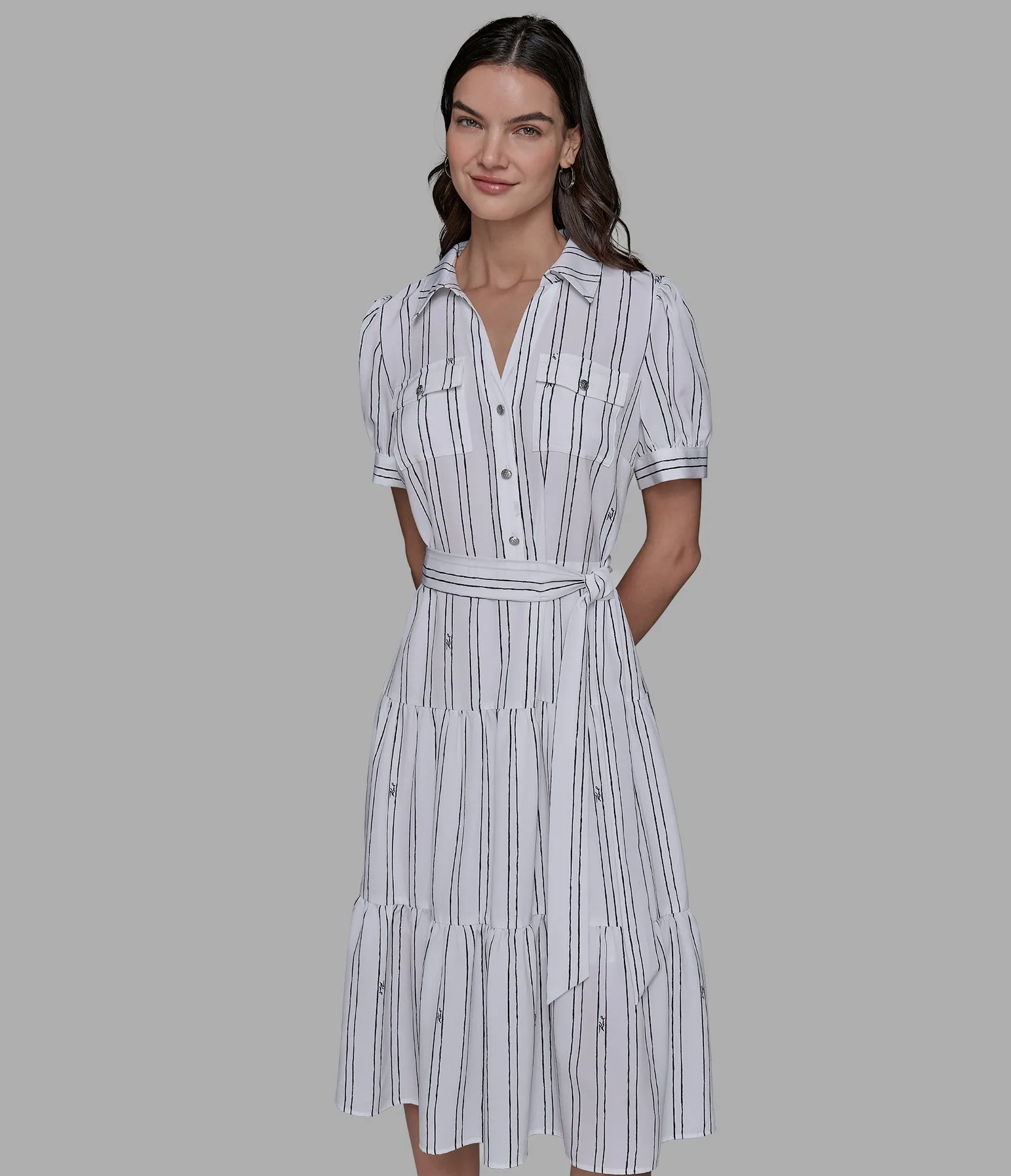 TIERED SHIRT DRESS sold by Karl Lagerfeld Paris product image thumbnail 4