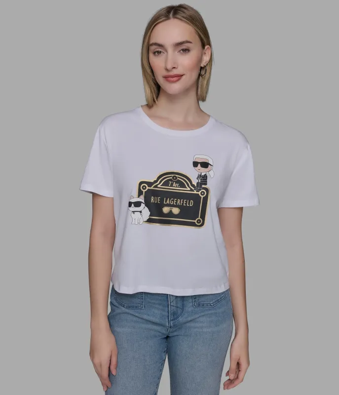 RUE LAGERFELD DUO LOGO TEE sold by Karl Lagerfeld Paris