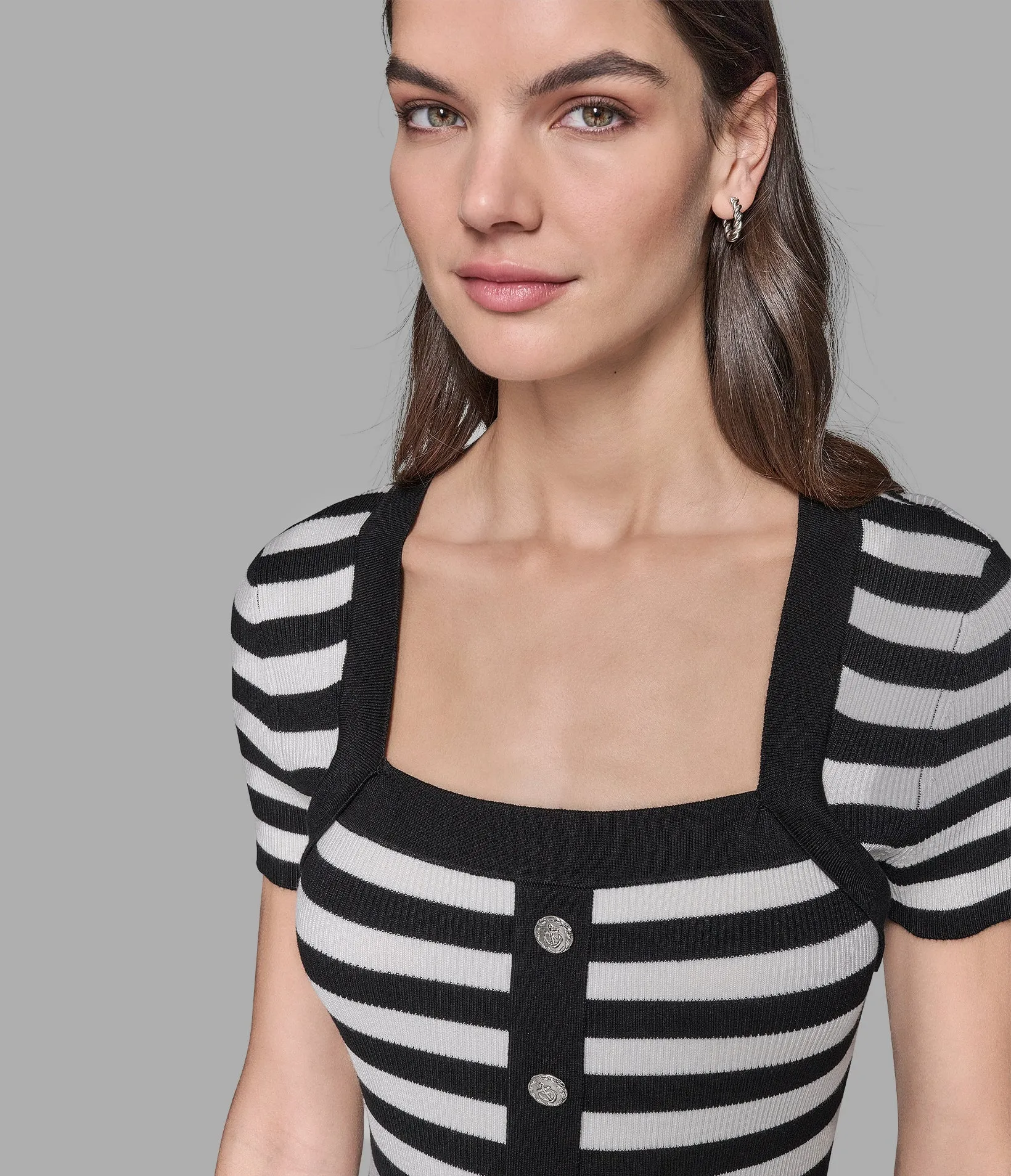 SHORT SLEEVE STRIPED SWEATER DRESS sold by Karl Lagerfeld Paris product image thumbnail 5