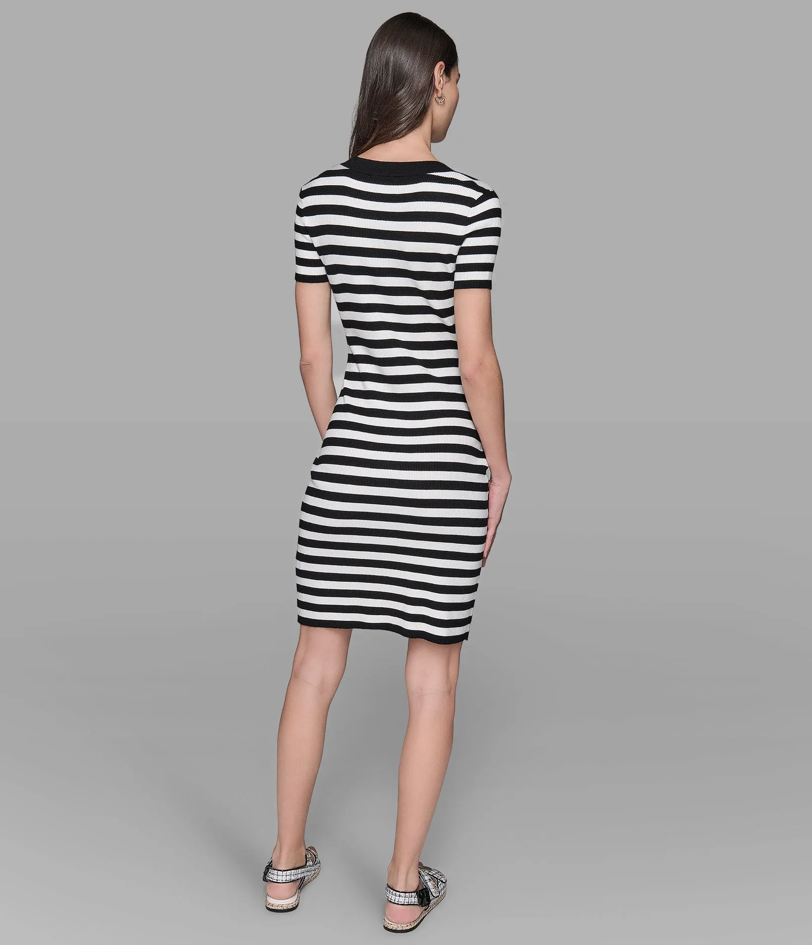 SHORT SLEEVE STRIPED SWEATER DRESS sold by Karl Lagerfeld Paris product image thumbnail 2