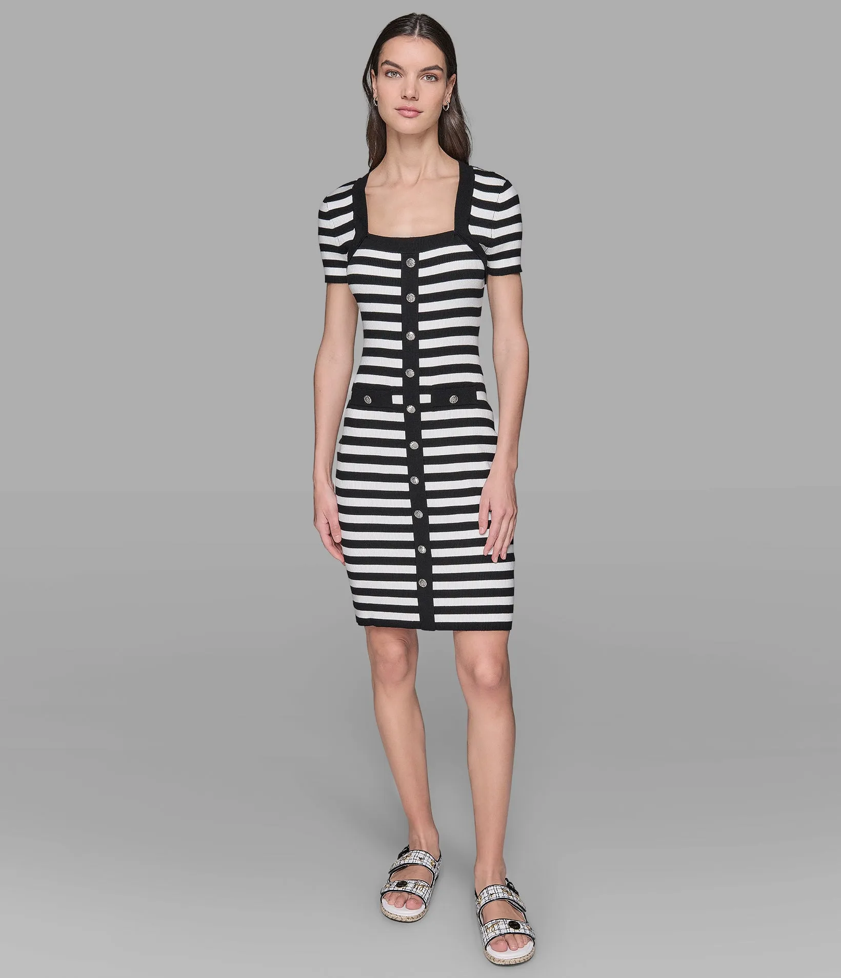 SHORT SLEEVE STRIPED SWEATER DRESS sold by Karl Lagerfeld Paris