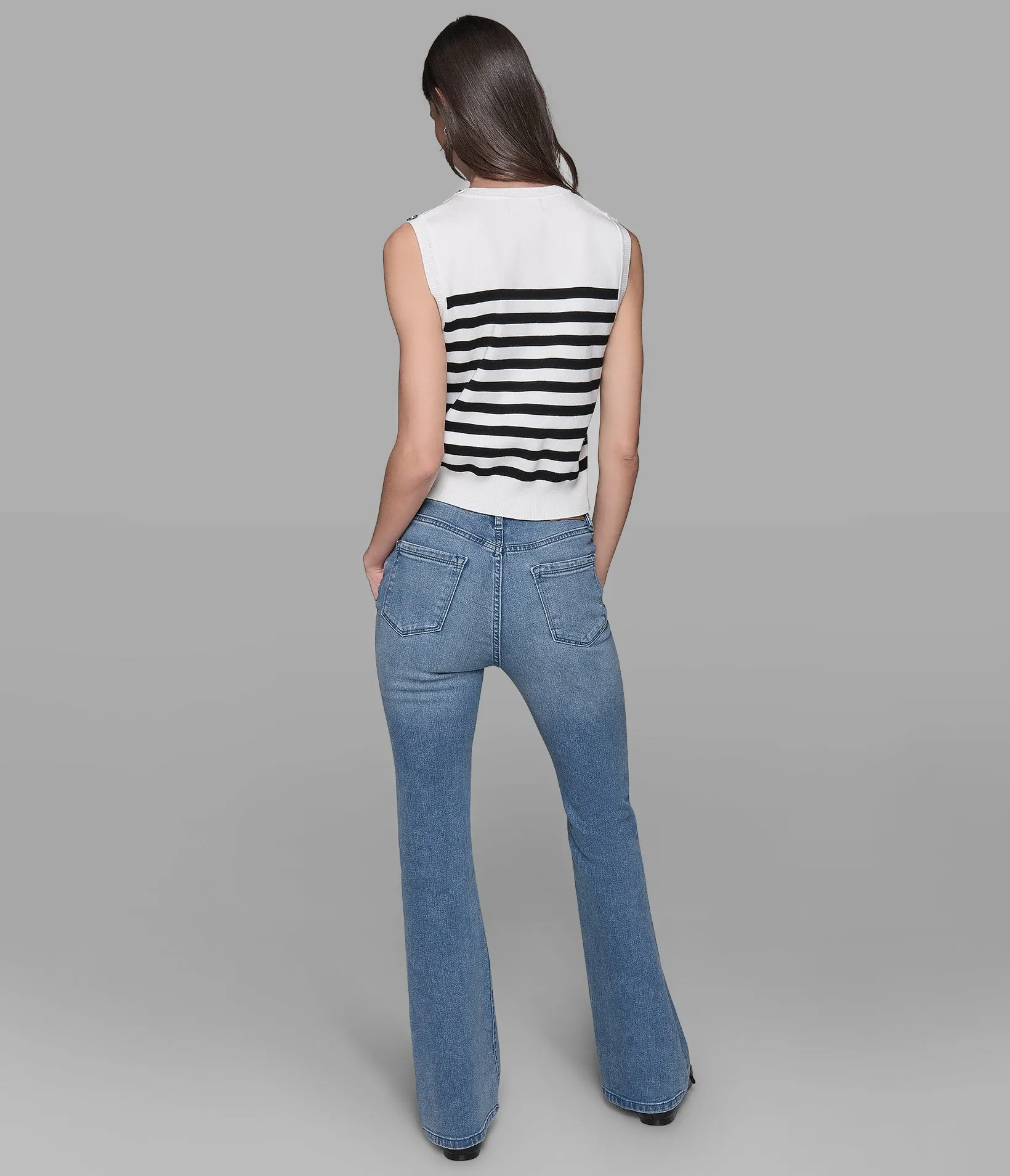 CAPSULE SLEEVELESS STRIPED SHELL SWEATER sold by Karl Lagerfeld Paris product image thumbnail 2