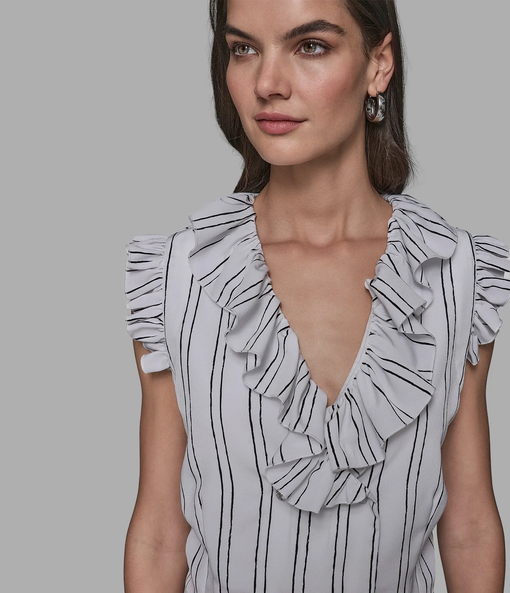 KL STRIPE CAMP BLOUSE sold by Karl Lagerfeld Paris product image thumbnail 5