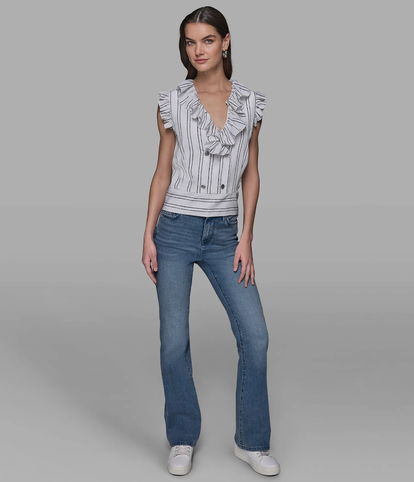 KL STRIPE CAMP BLOUSE sold by Karl Lagerfeld Paris product image thumbnail 3