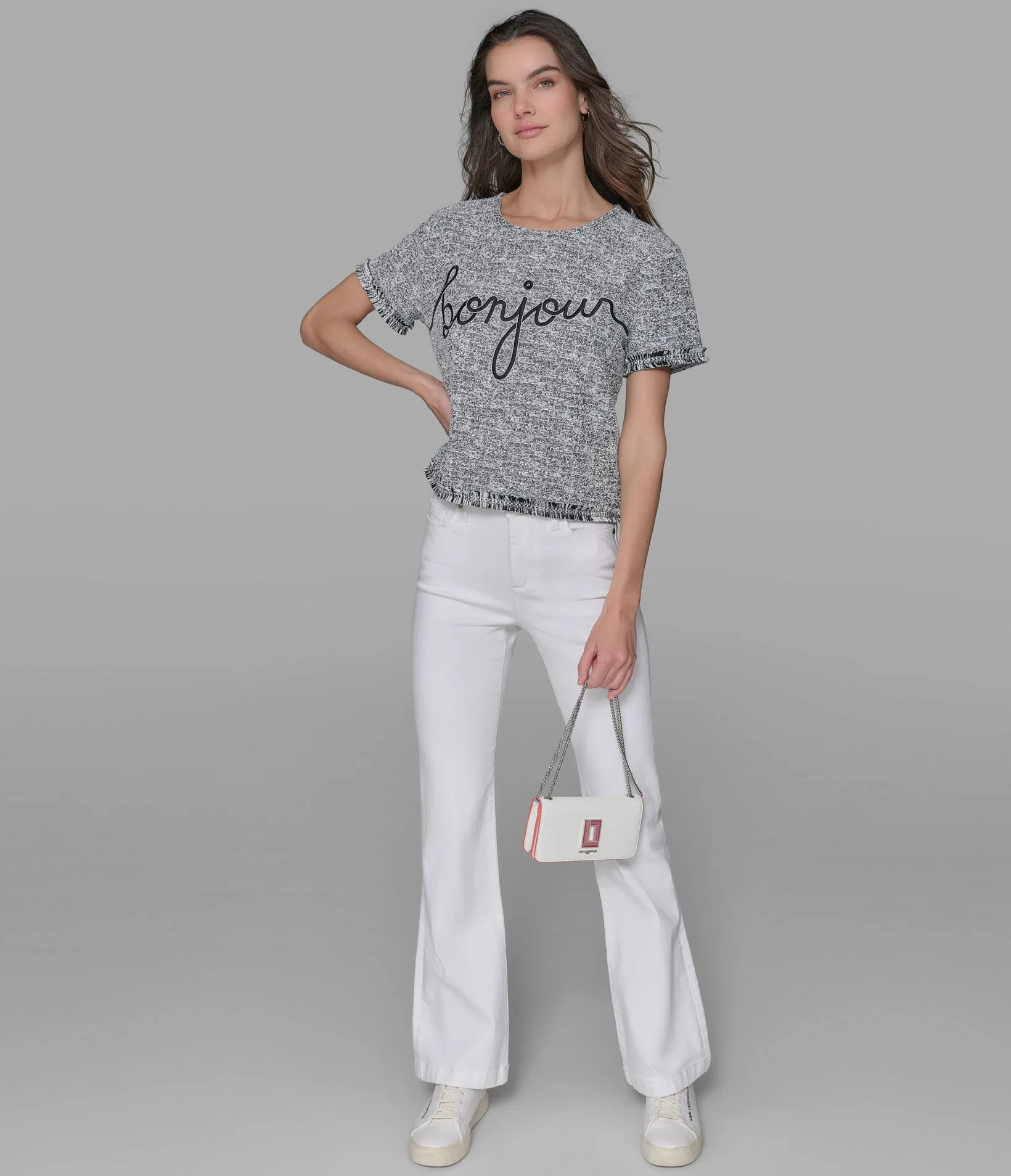 BONJOUR KNIT TWEED TOP sold by Karl Lagerfeld Paris product image thumbnail 2