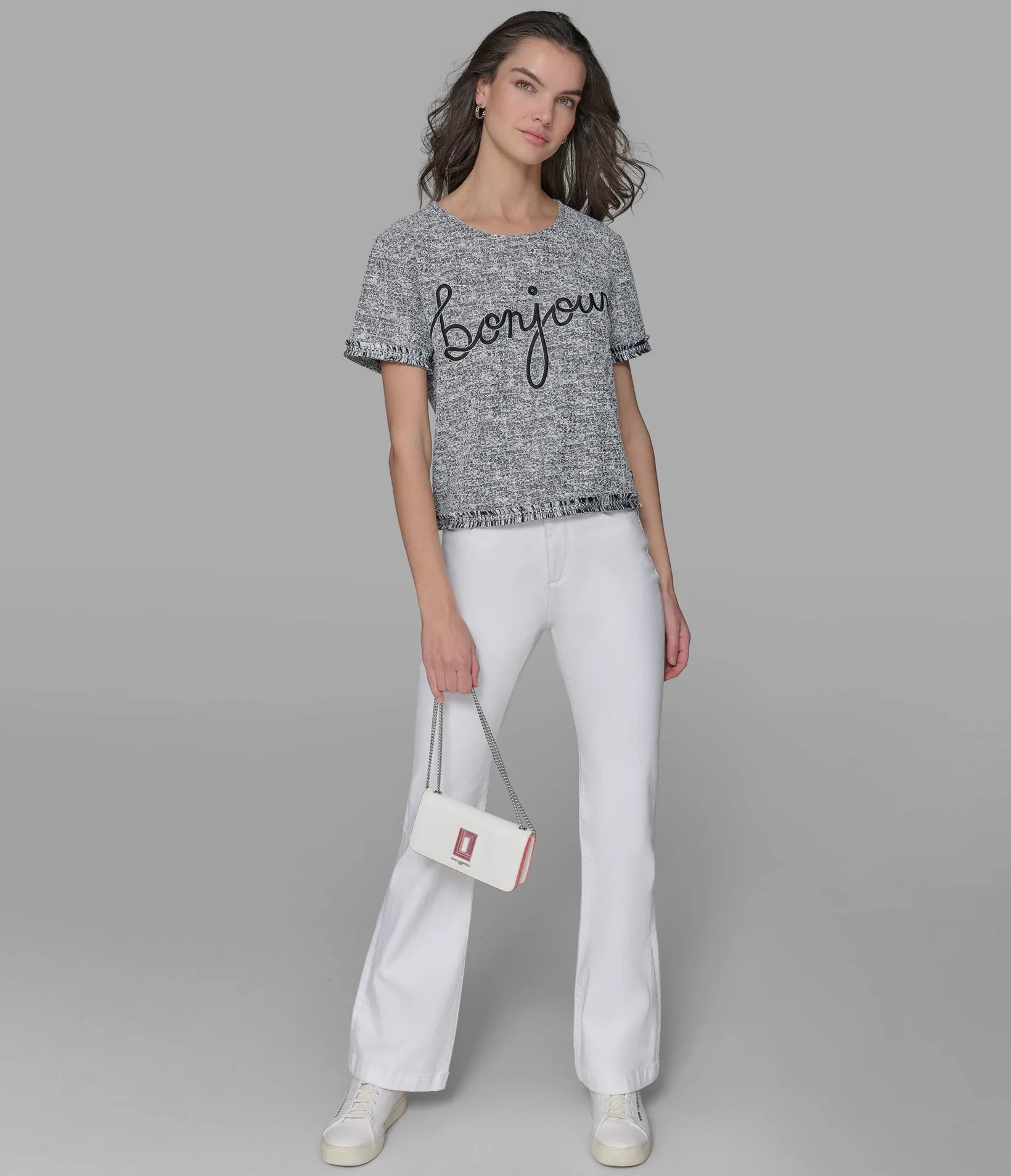 BONJOUR KNIT TWEED TOP sold by Karl Lagerfeld Paris product image thumbnail 3