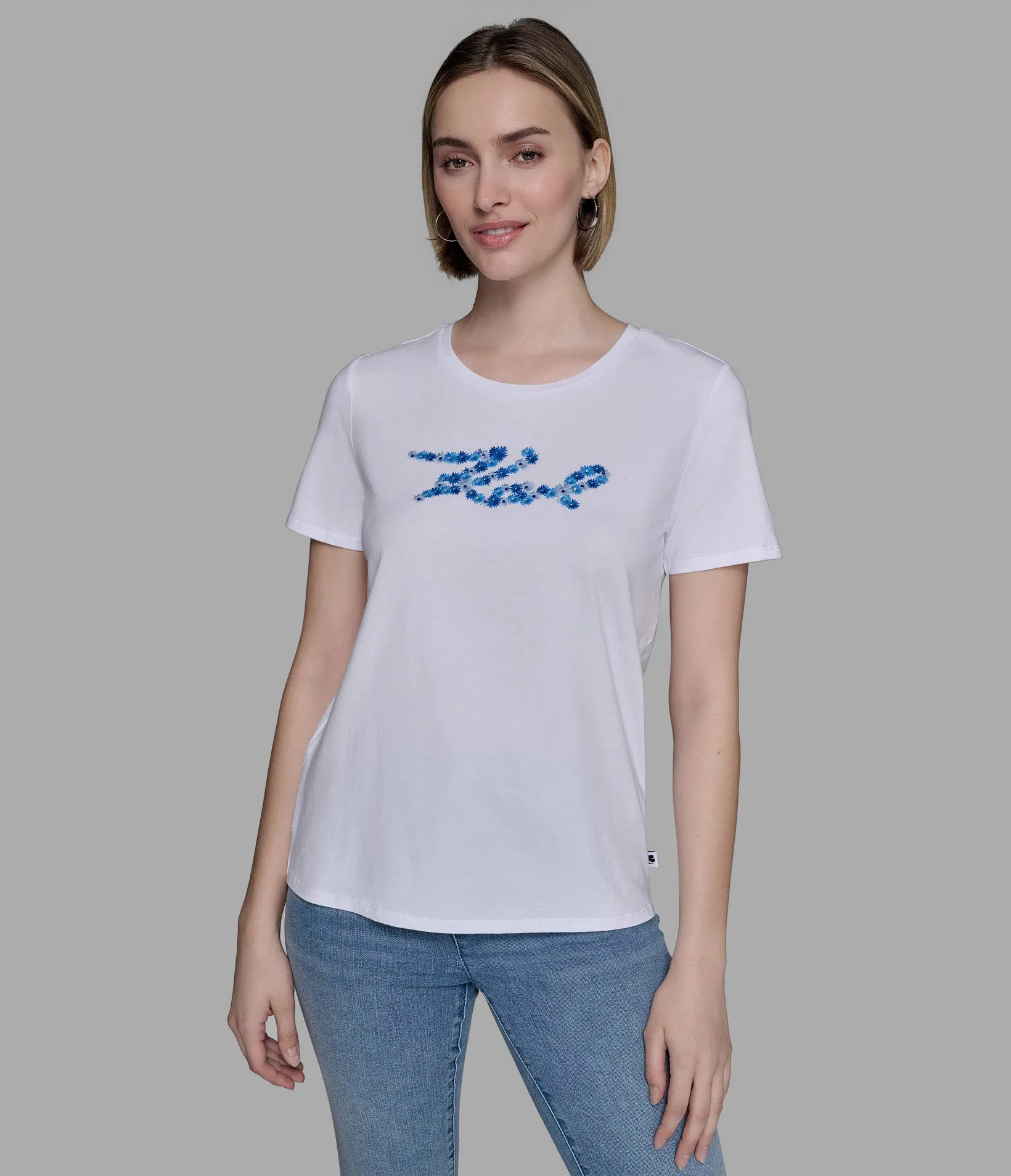CONTRAST DAISIES LOGO TEE sold by Karl Lagerfeld Paris