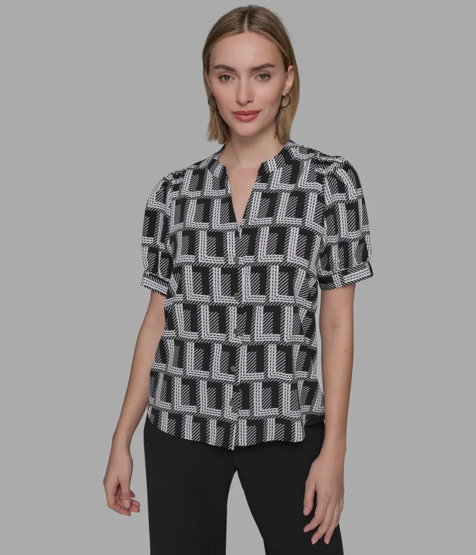 SHORT SLEEVE DOUBLE L CAMP SHIRT sold by Karl Lagerfeld Paris