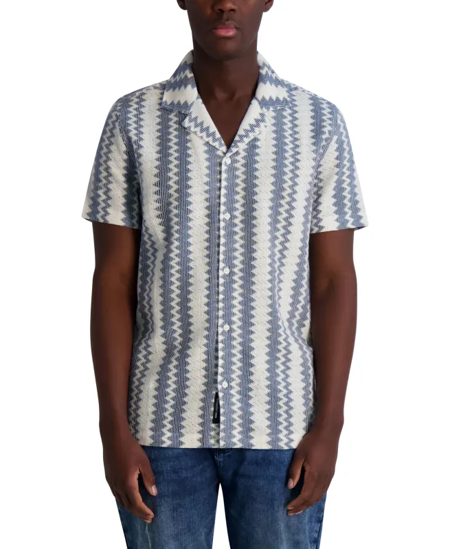 SHORT SLEEVE OPEN WEAVE CAMP SHIRT sold by Karl Lagerfeld Paris