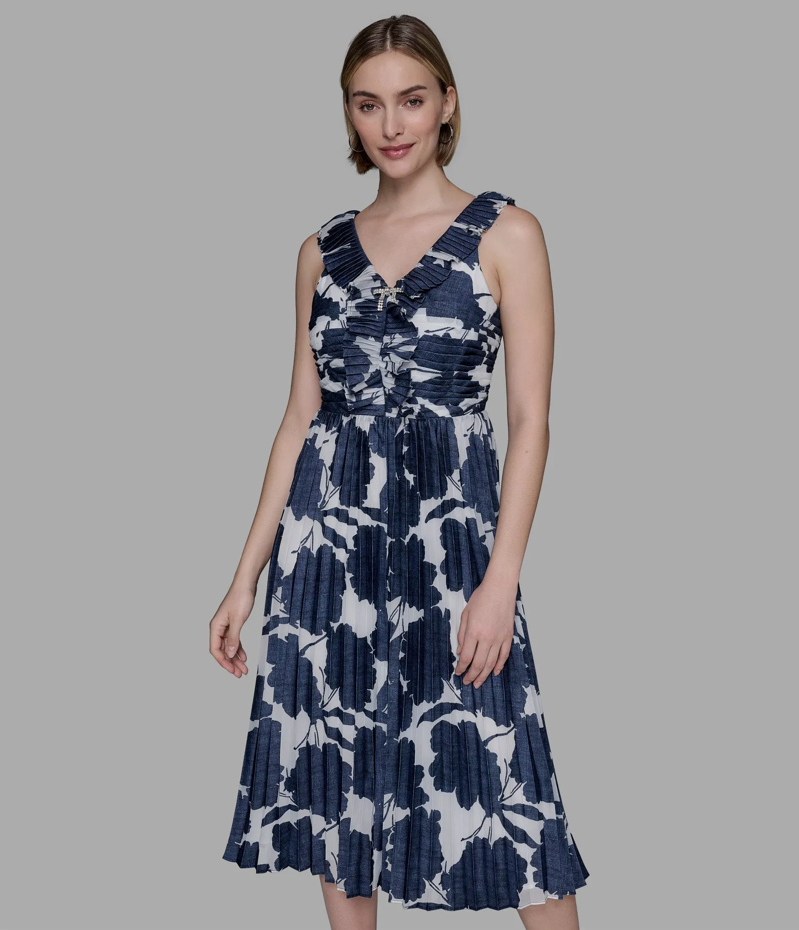 CAPSULE OCCASION PLEATED MIDI DRESS sold by Karl Lagerfeld Paris product image thumbnail 4