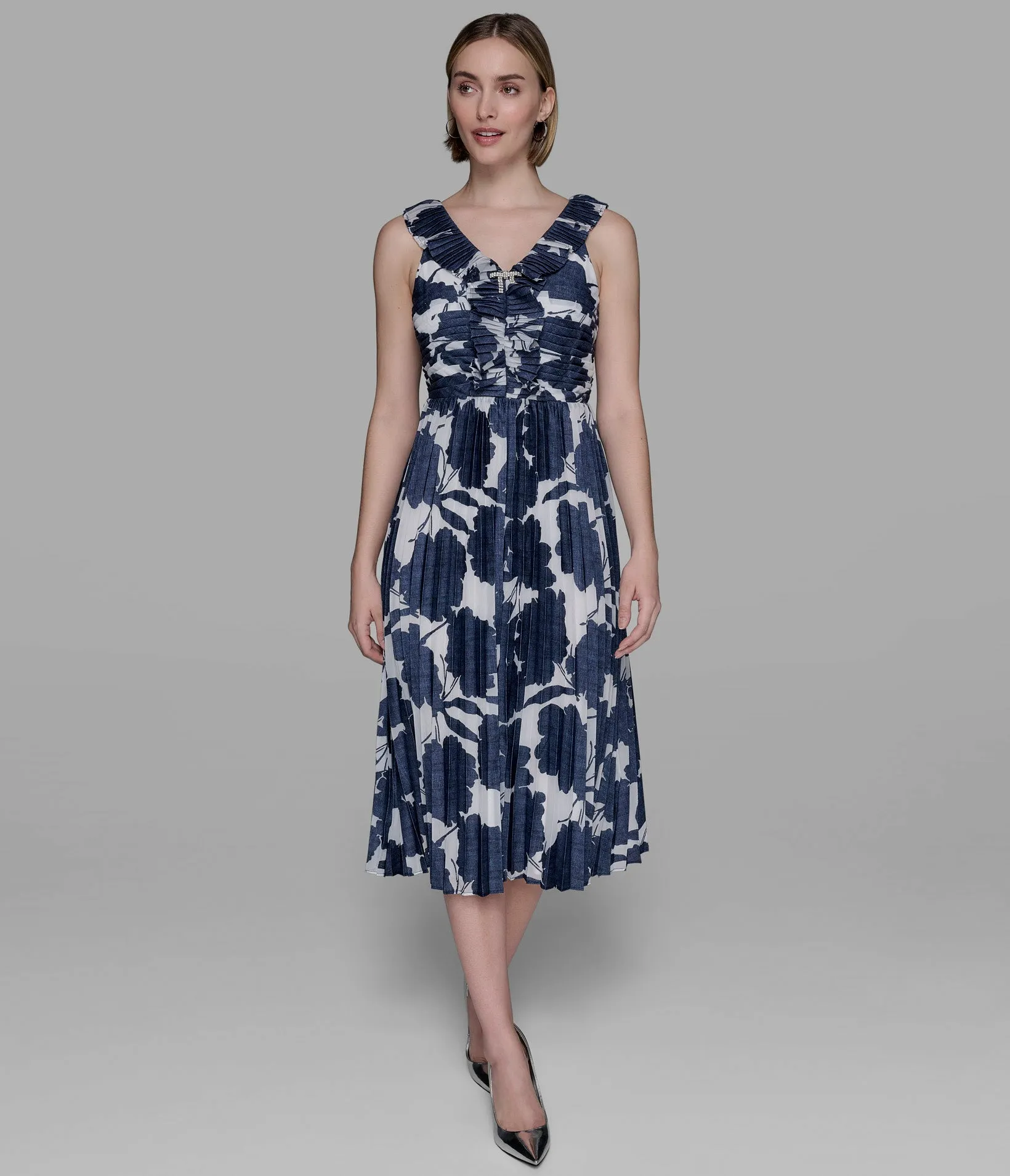 CAPSULE OCCASION PLEATED MIDI DRESS sold by Karl Lagerfeld Paris