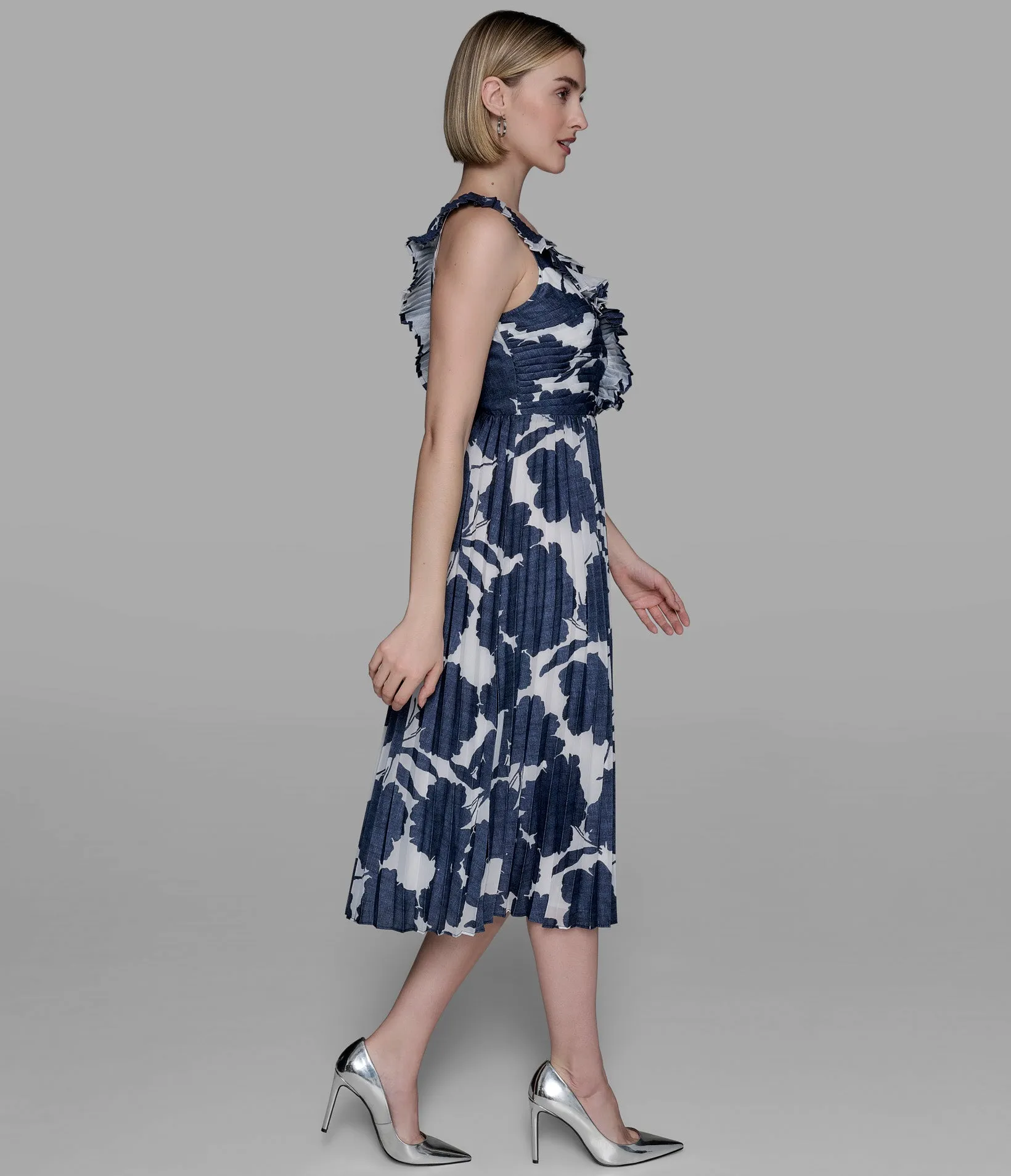 CAPSULE OCCASION PLEATED MIDI DRESS sold by Karl Lagerfeld Paris product image thumbnail 3