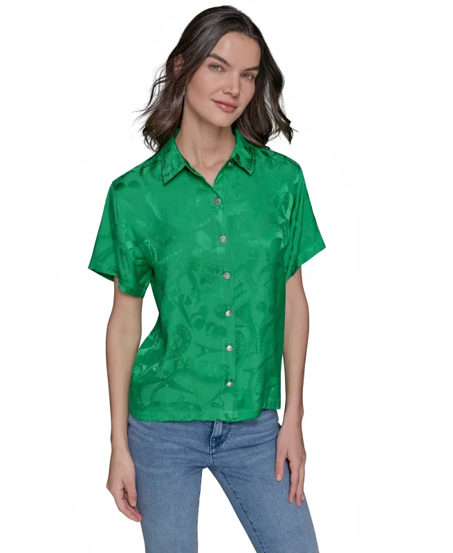 SHORT SLEEVE JACQUARD SHIRT sold by Karl Lagerfeld Paris