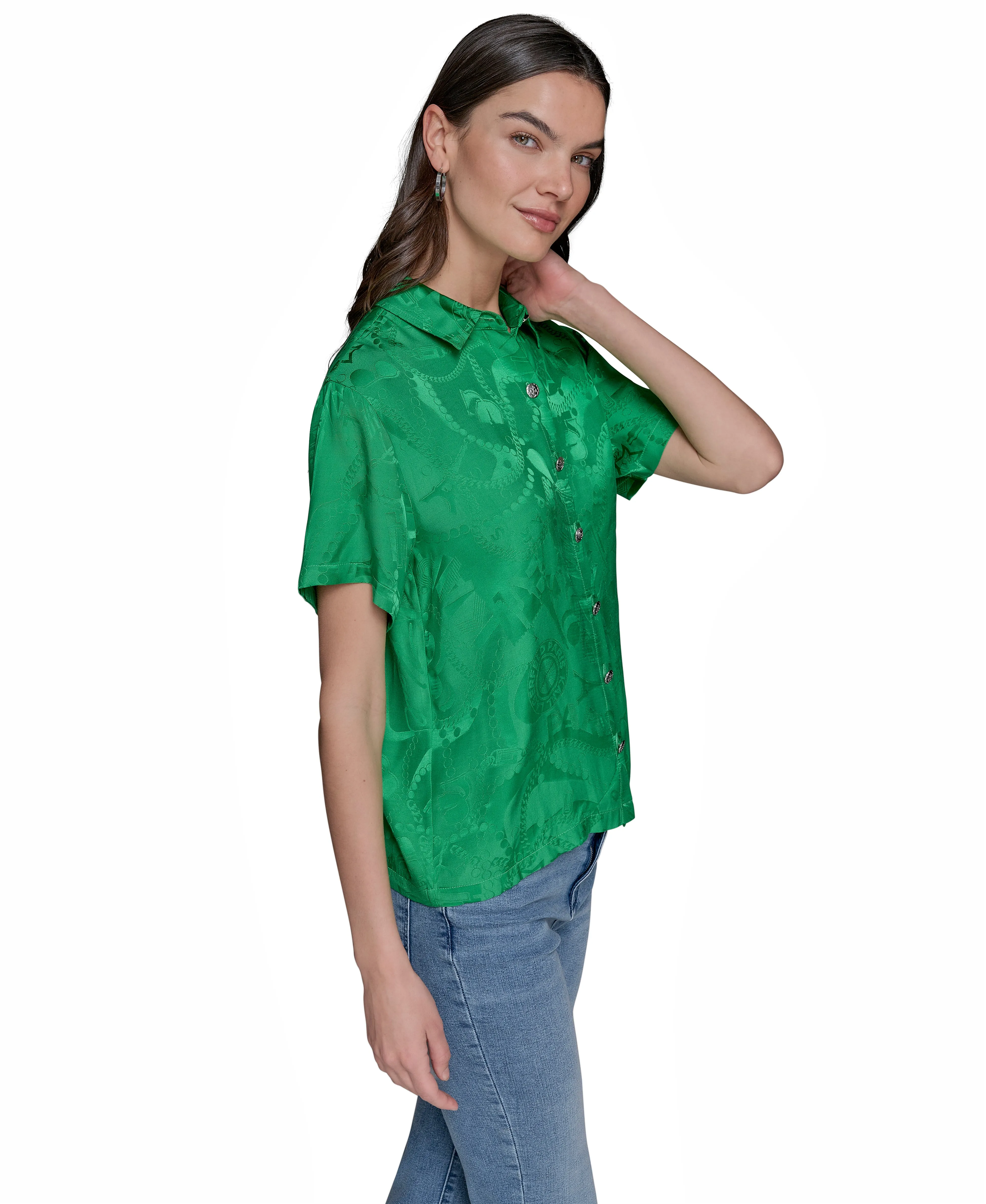 SHORT SLEEVE JACQUARD SHIRT sold by Karl Lagerfeld Paris product image thumbnail 4