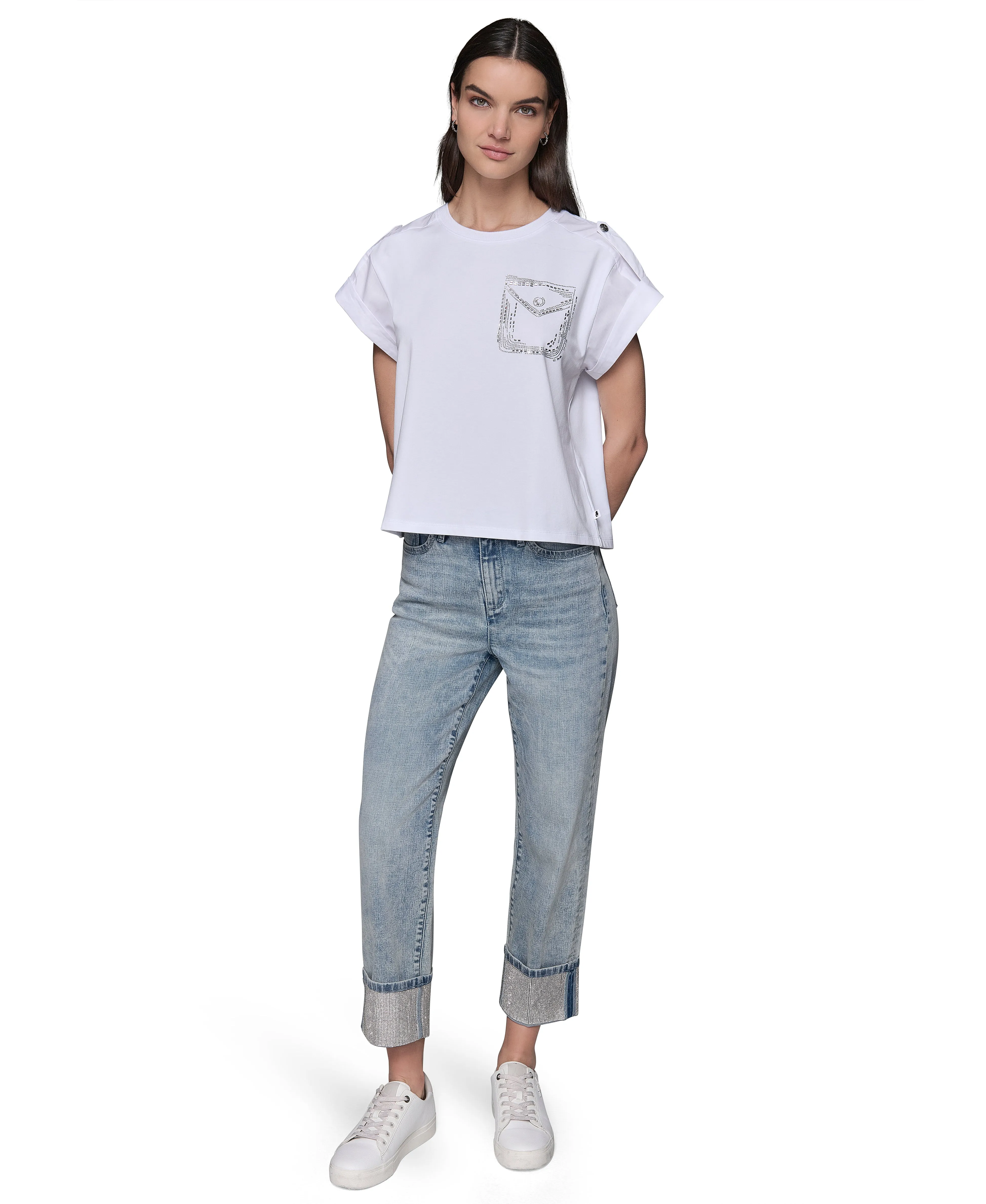TEE WITH BUTTON EPAULE sold by Karl Lagerfeld Paris product image thumbnail 3