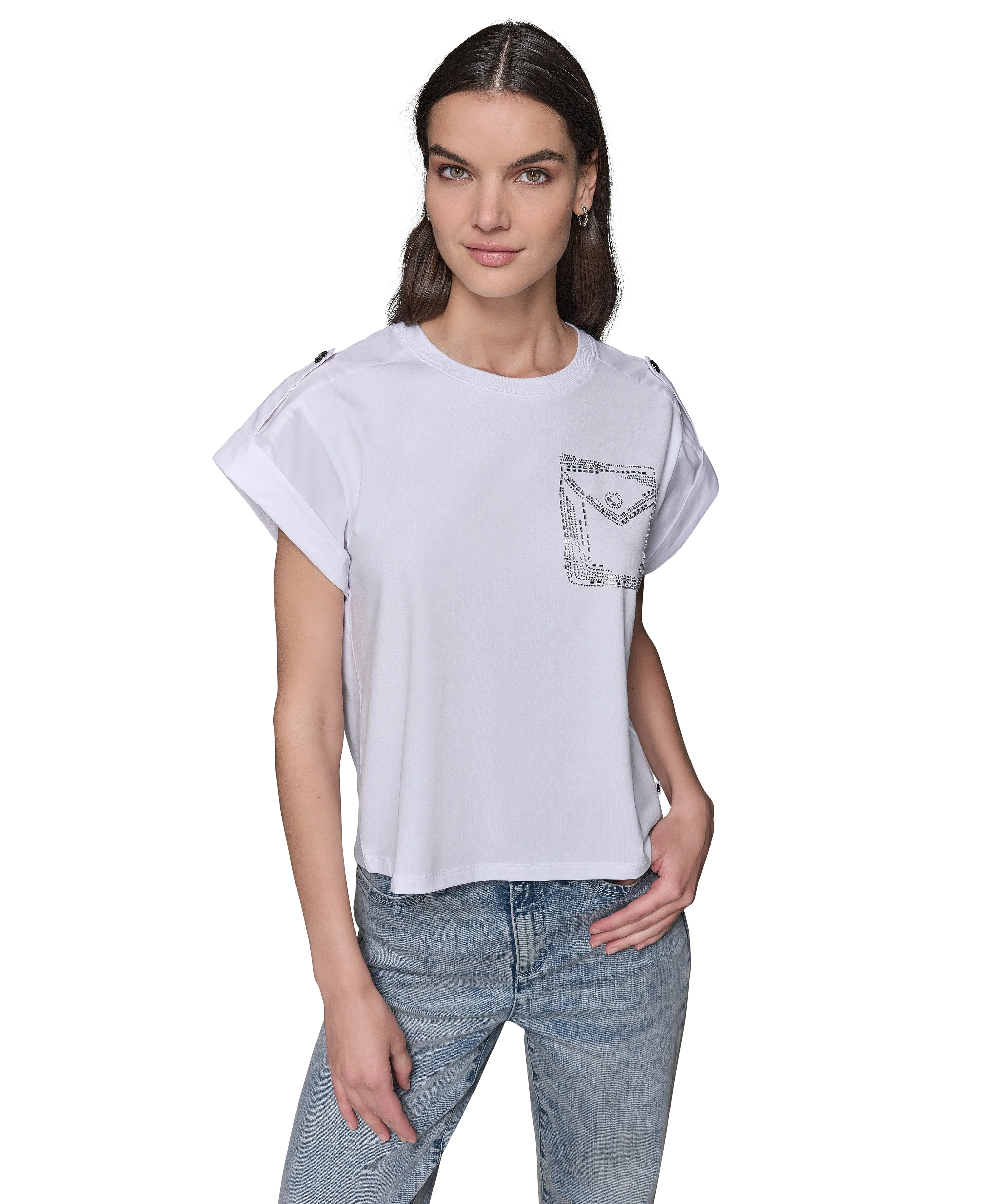 TEE WITH BUTTON EPAULE sold by Karl Lagerfeld Paris