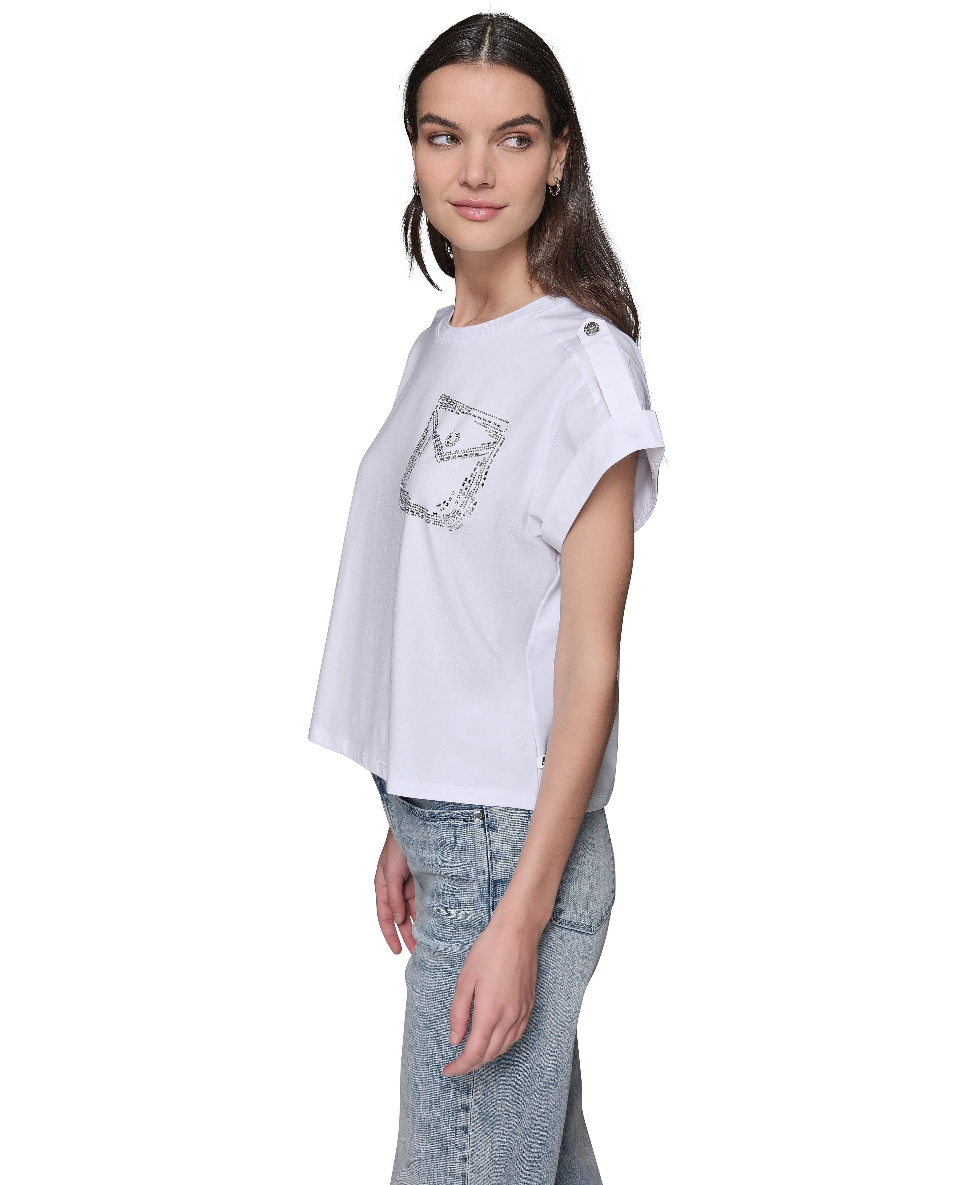 TEE WITH BUTTON EPAULE sold by Karl Lagerfeld Paris product image thumbnail 4