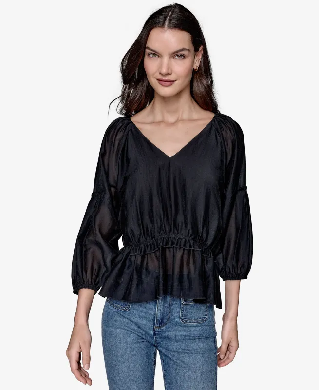 SOLID PEPLUM BLOUSE sold by Karl Lagerfeld Paris