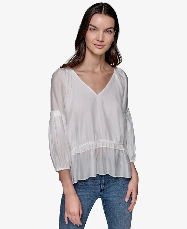 SOLID PEPLUM BLOUSE sold by Karl Lagerfeld Paris