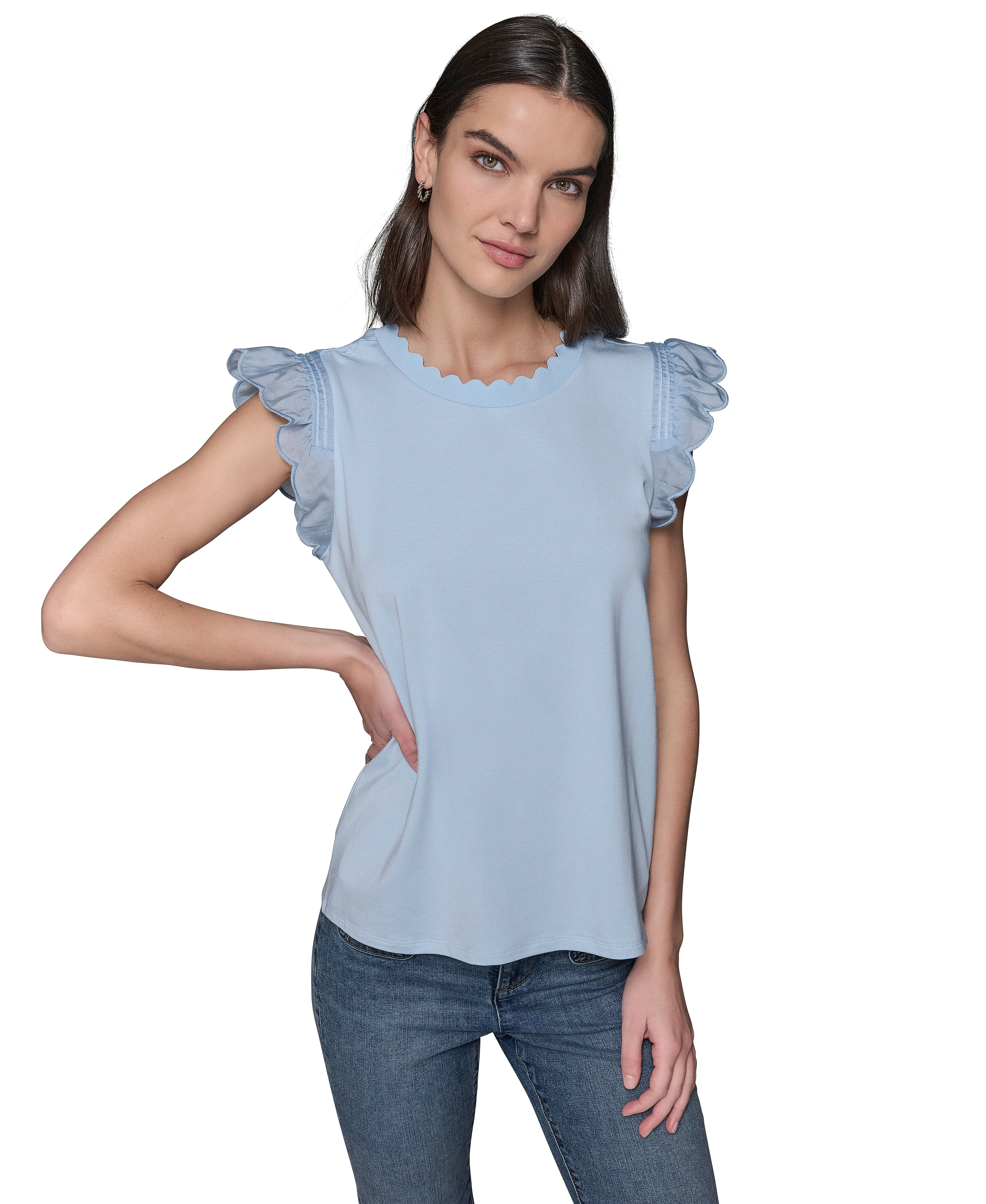 SLEEVELESS RUFFLE TOP sold by Karl Lagerfeld Paris
