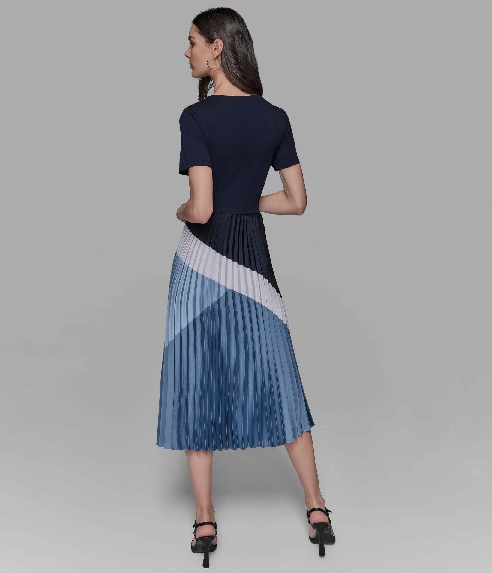 SHORT SLEEVE PLEATED MIDI DRESS sold by Karl Lagerfeld Paris product image thumbnail 2
